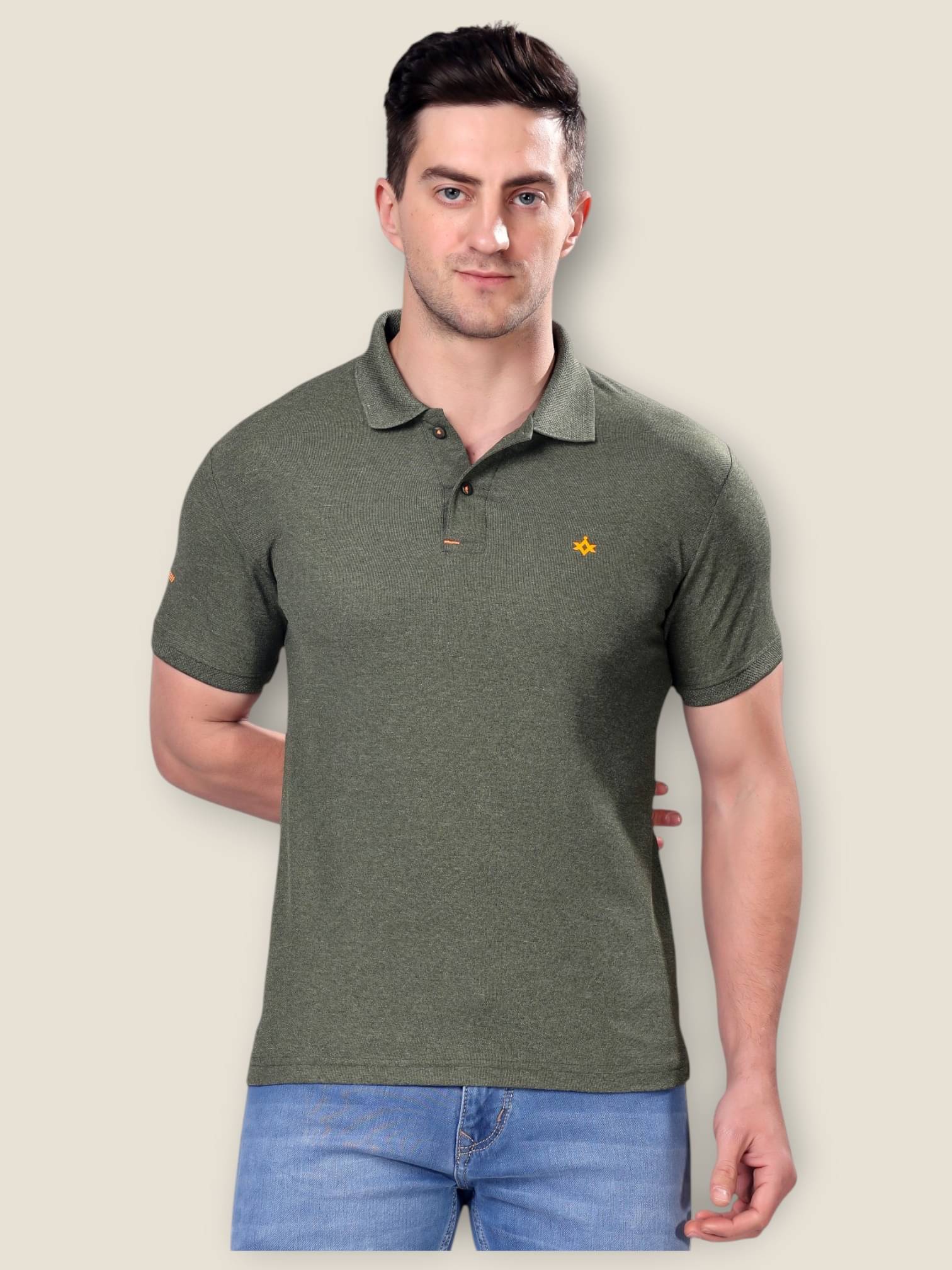     			NEUVIN Men Polyester Slim Fit Solid Polo T Shirt ( Olive Green )