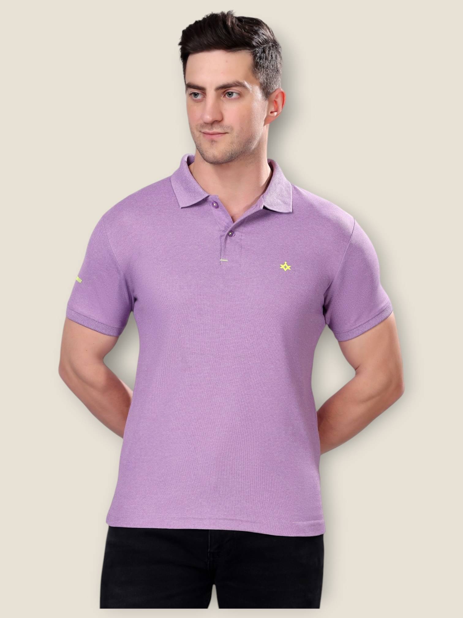 NEUVIN Men Polyester Slim Fit Solid Polo T Shirt ( Purple ) NEUVIN Men Polyester Slim Fit Solid Polo T Shirt ( Purple )