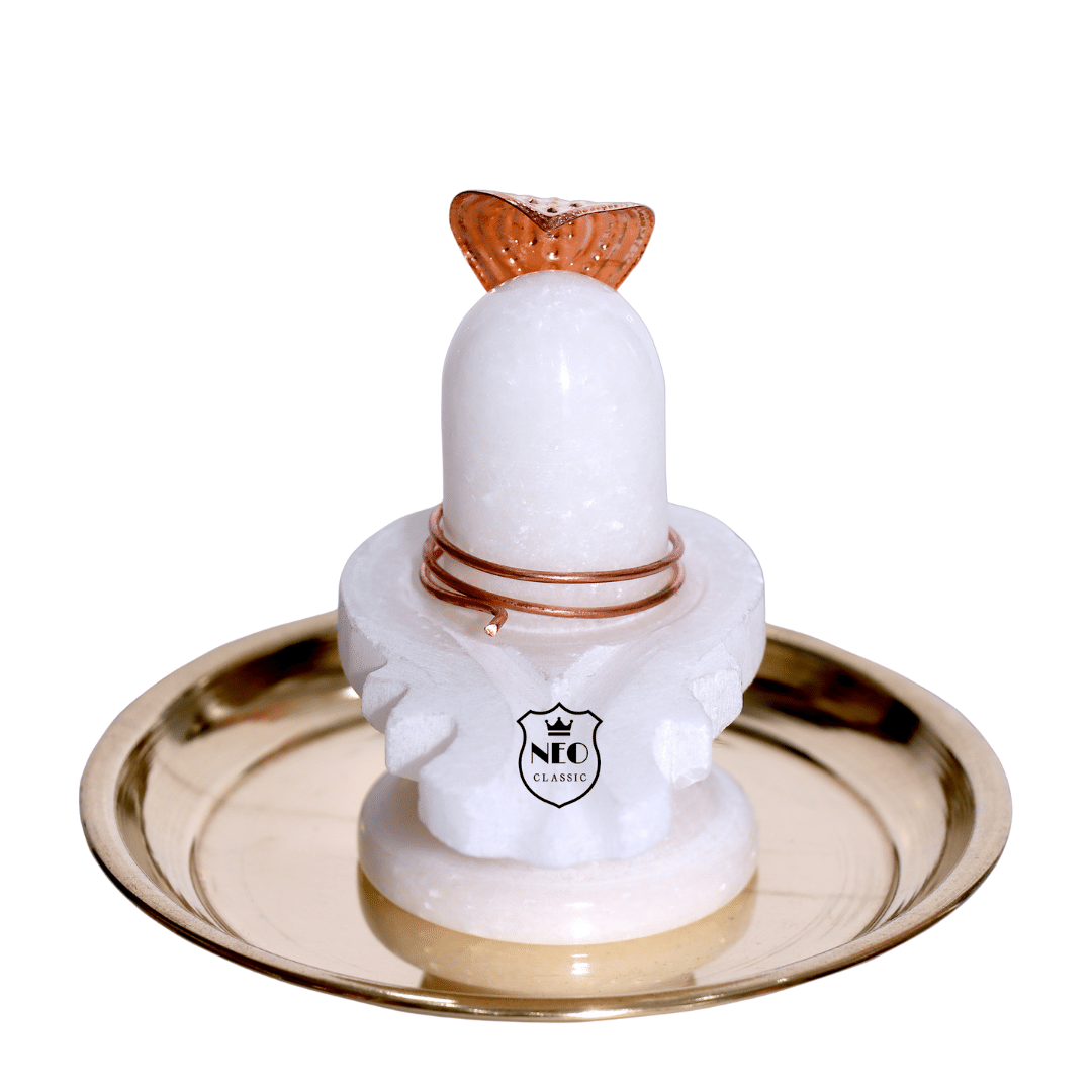     			Neo Classic Religious Showpiece White Shivling, Plate, Naag ( Pack of 1 )