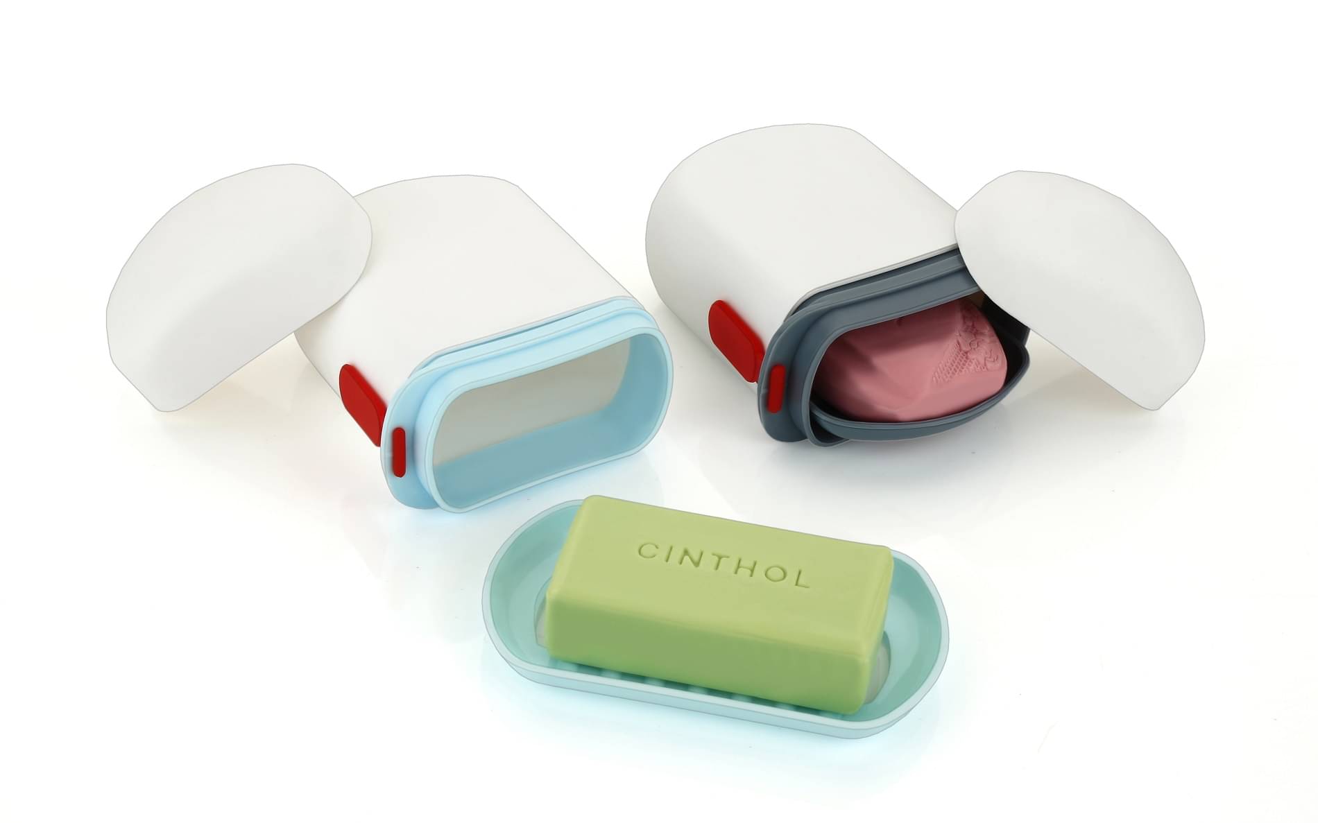     			Pack of 2 Leakproof Travel Soap Case, Portable Plastic Soap Dish Box Cover with Draining Layer & Lid Travelling Soap Holder Bar for Bathroom Outdoor(Grey & Blue)