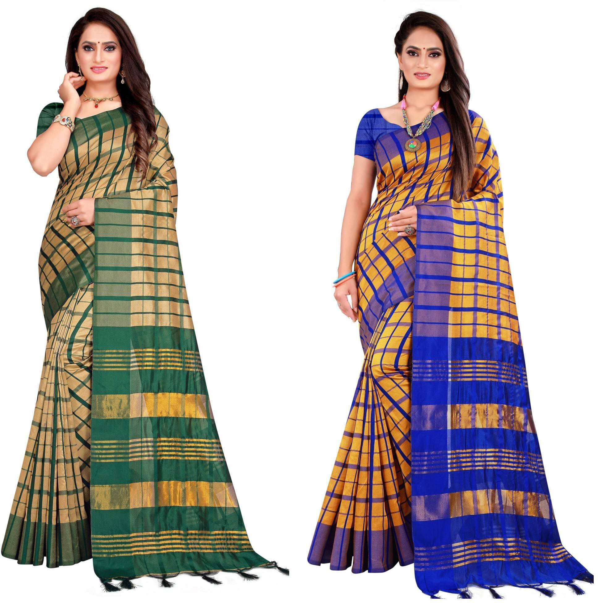     			Priyansh Creation Cotton Silk Printed Saree With Unstitched Blouse Piece ( Yellow )