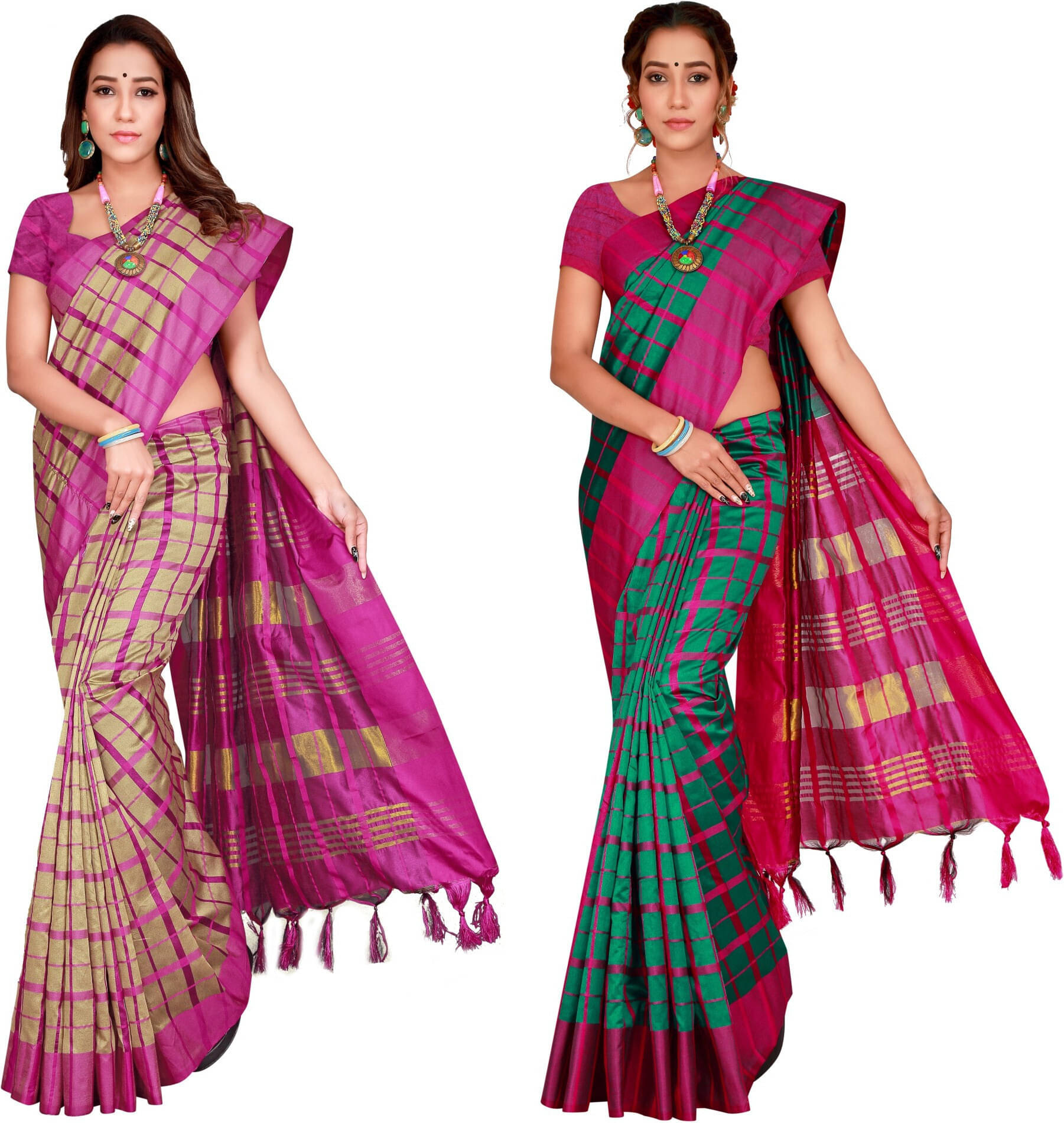     			Priyansh Creation Cotton Silk Printed Saree With Unstitched Blouse Piece ( Green )