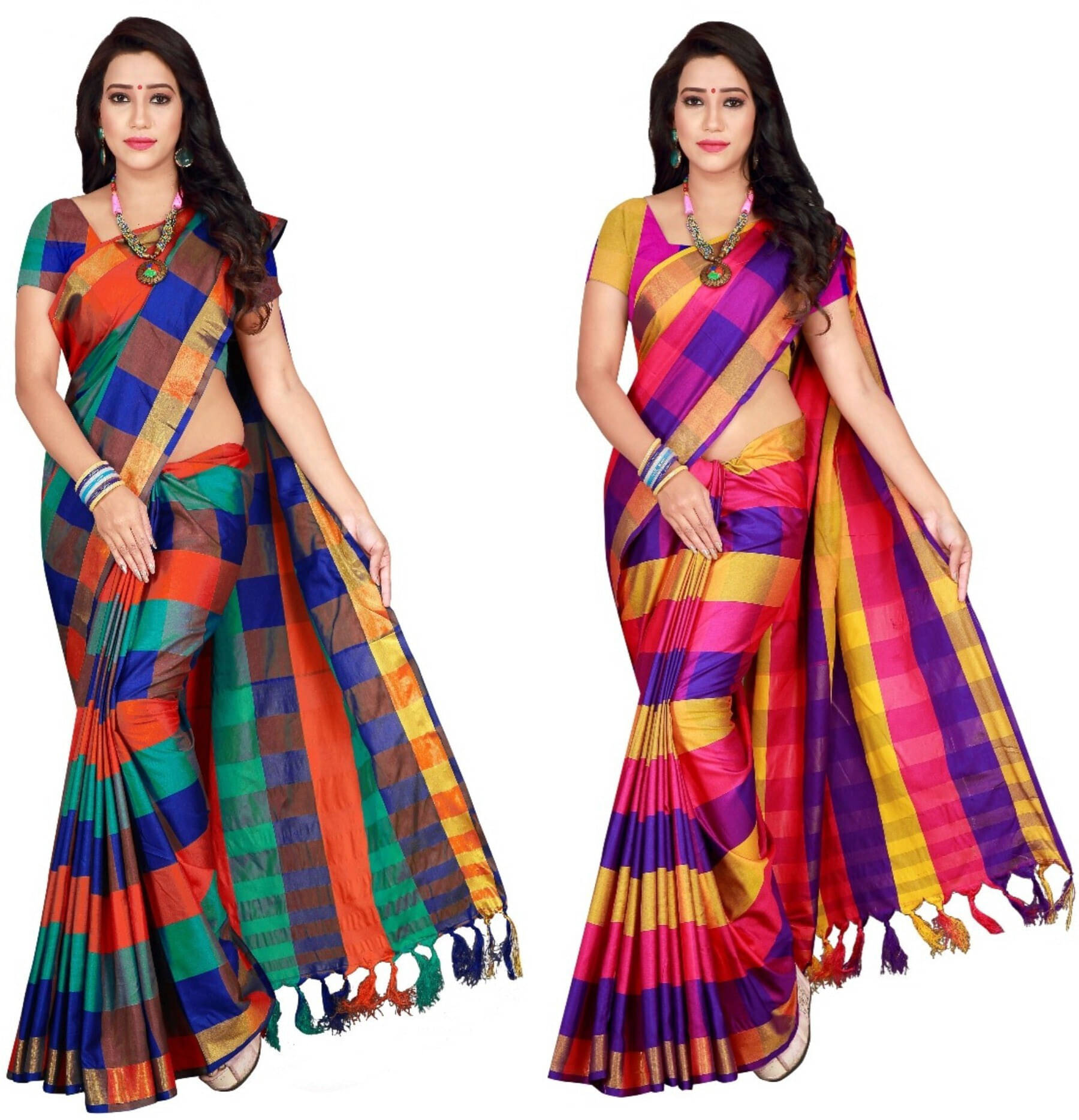     			Priyansh Creation Cotton Silk Printed Saree With Unstitched Blouse Piece ( Pink )