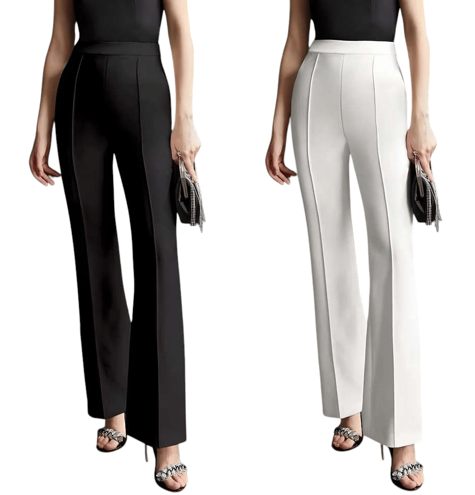 Qyaas Pack of 2 Lycra Bootcut Women's Formal Pants ( Black,Maroon ) - Trousers | Buy online on ZillyBuy