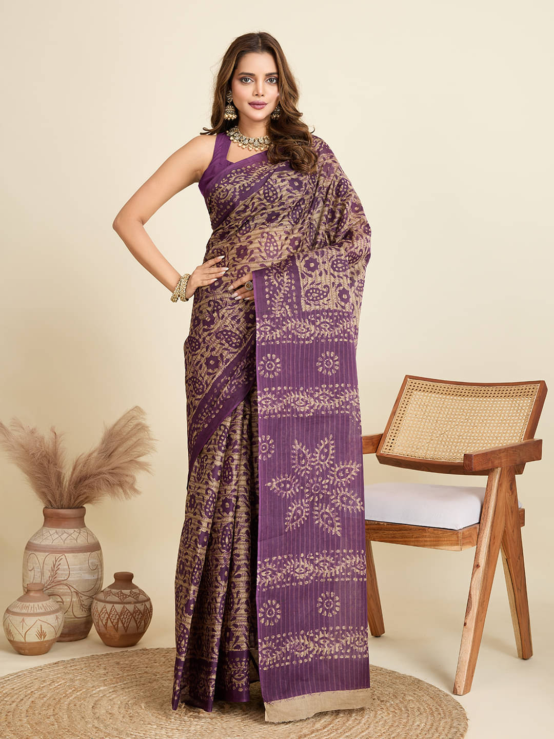     			SHANVIKA Cotton Printed Saree Without Blouse Piece ( Brown )