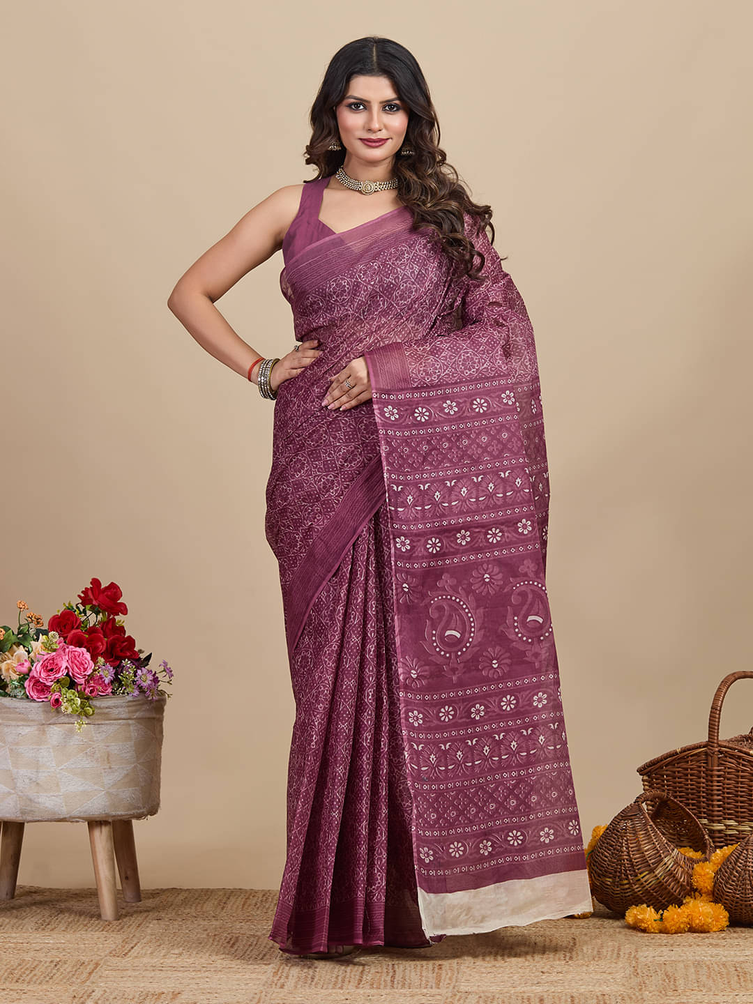     			SHANVIKA Cotton Printed Saree Without Blouse Piece ( Mauve )