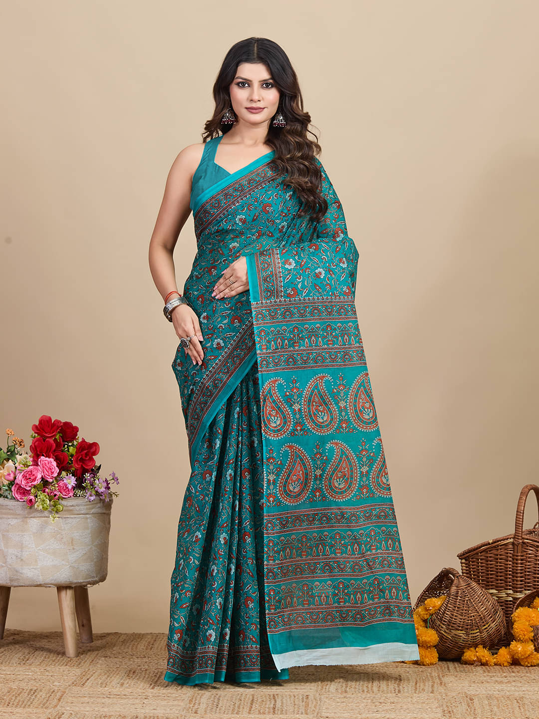     			SHANVIKA Cotton Printed Saree Without Blouse Piece ( Rama )
