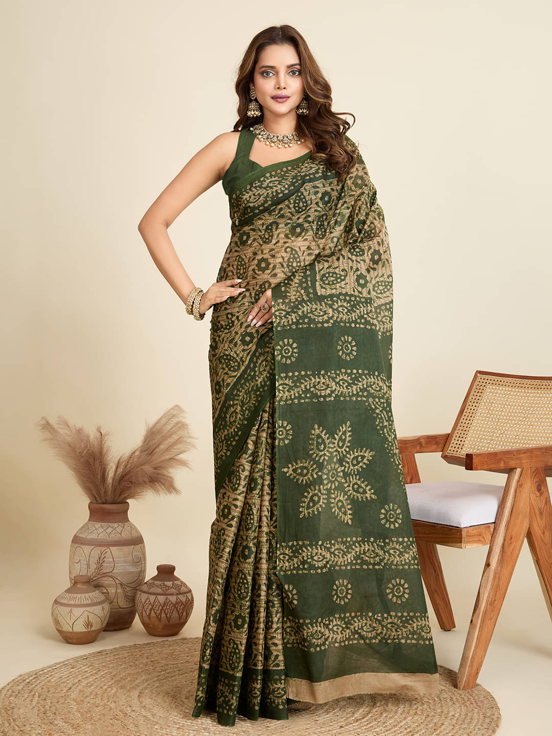     			SHANVIKA Cotton Printed Saree Without Blouse Piece ( Brown )