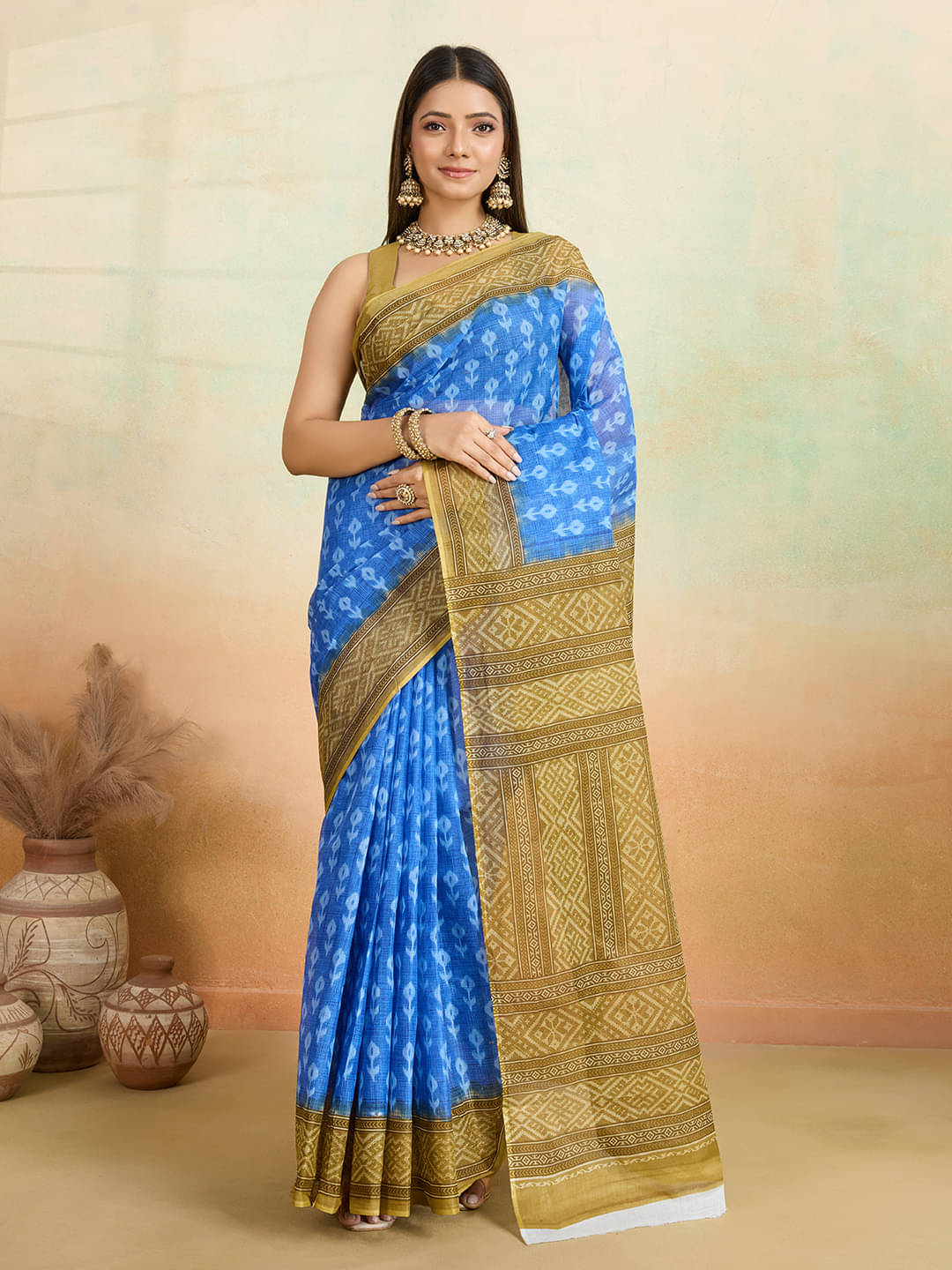 SHANVIKA Cotton Printed Saree Without Blouse Piece ( Blue ) SHANVIKA Cotton Printed Saree Without Blouse Piece ( Blue )