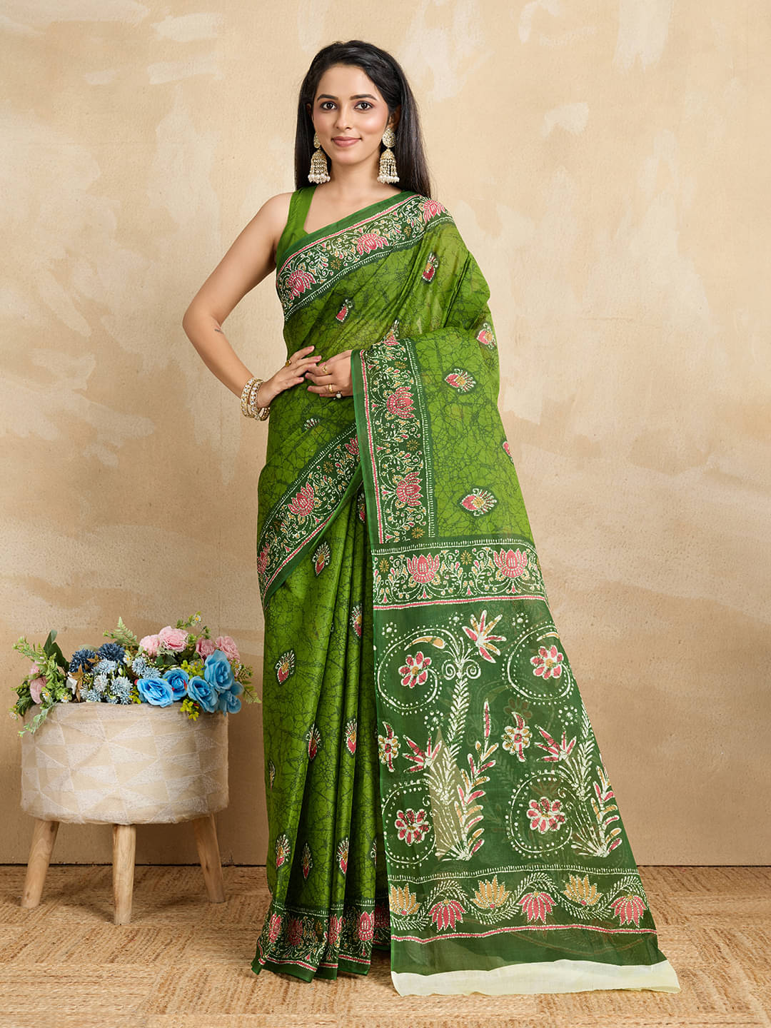     			SHANVIKA Cotton Printed Saree Without Blouse Piece ( Green )