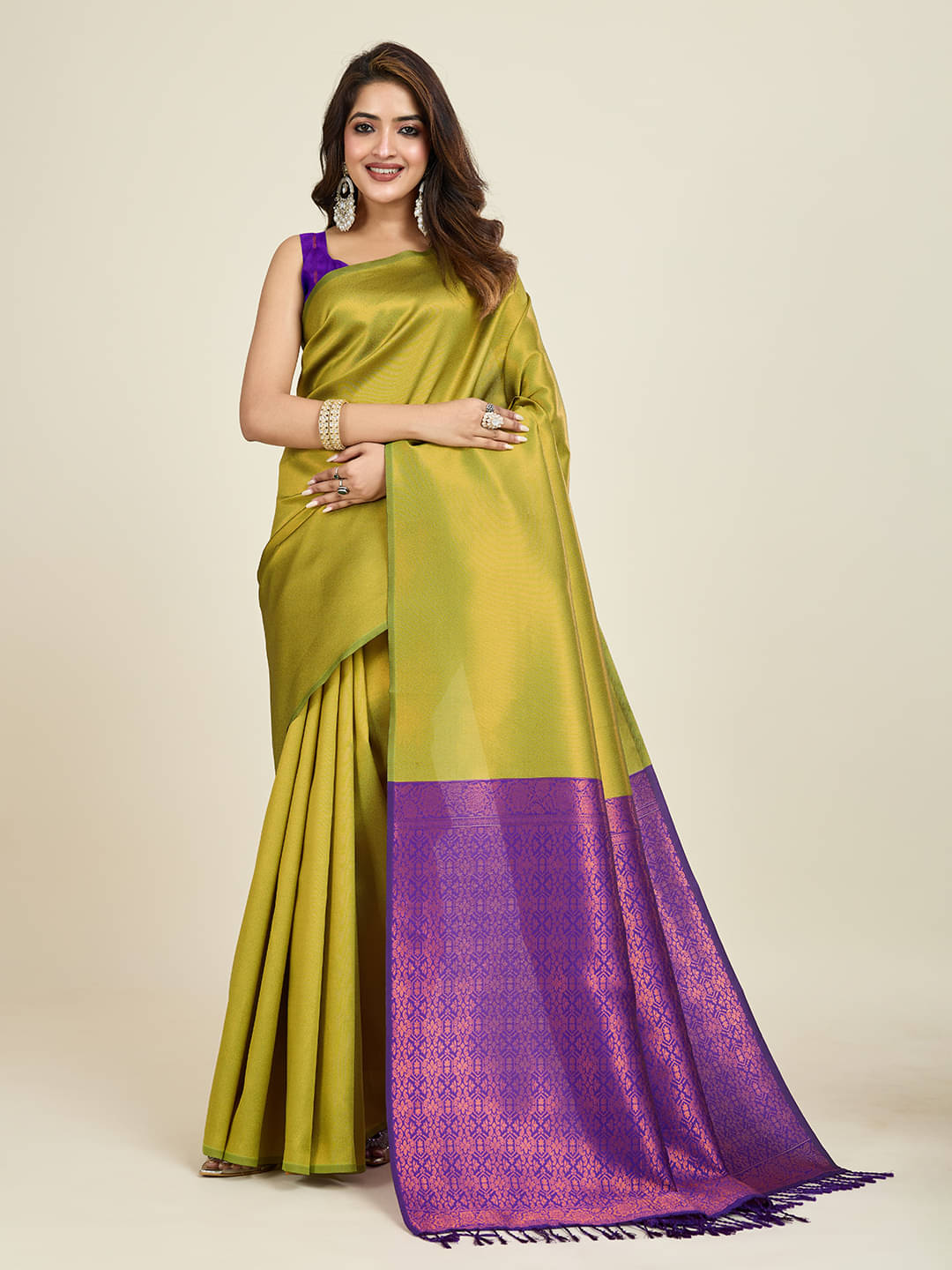 SHANVIKA Polyester Woven Saree With Unstitched Blouse Piece ( Gold ) SHANVIKA Polyester Woven Saree With Unstitched Blouse Piece ( Gold )