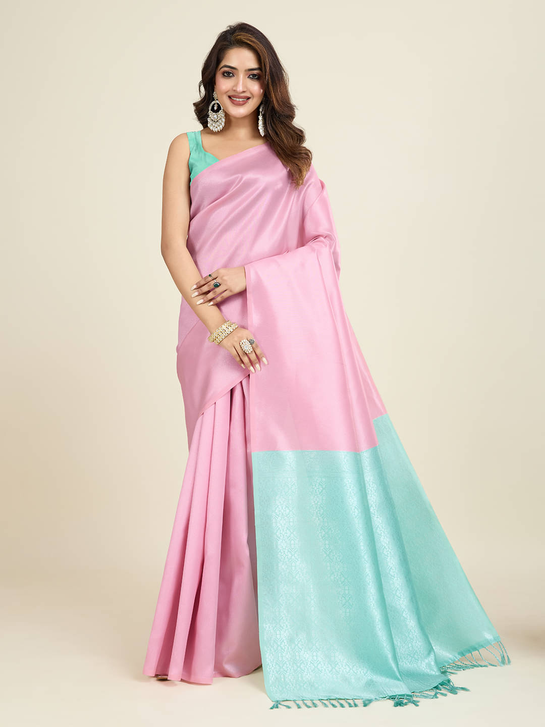 SHANVIKA Polyester Woven Saree With Unstitched Blouse Piece ( Pink ) SHANVIKA Polyester Woven Saree With Unstitched Blouse Piece ( Pink )