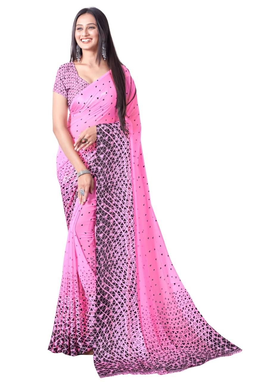 SHIRODHARI Satin Printed Saree With Unstitched Blouse Piece ( Grey ) SHIRODHARI Satin Printed Saree With Unstitched Blouse Piece ( Grey )