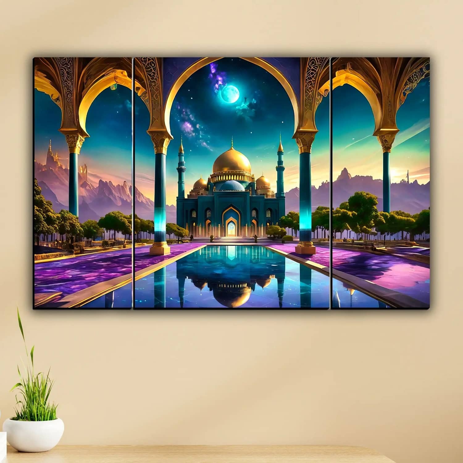 SNDArt Set Of 3 Islamic Religious Wall Paintings For Home Décor Gift Items 12 x 18 inch