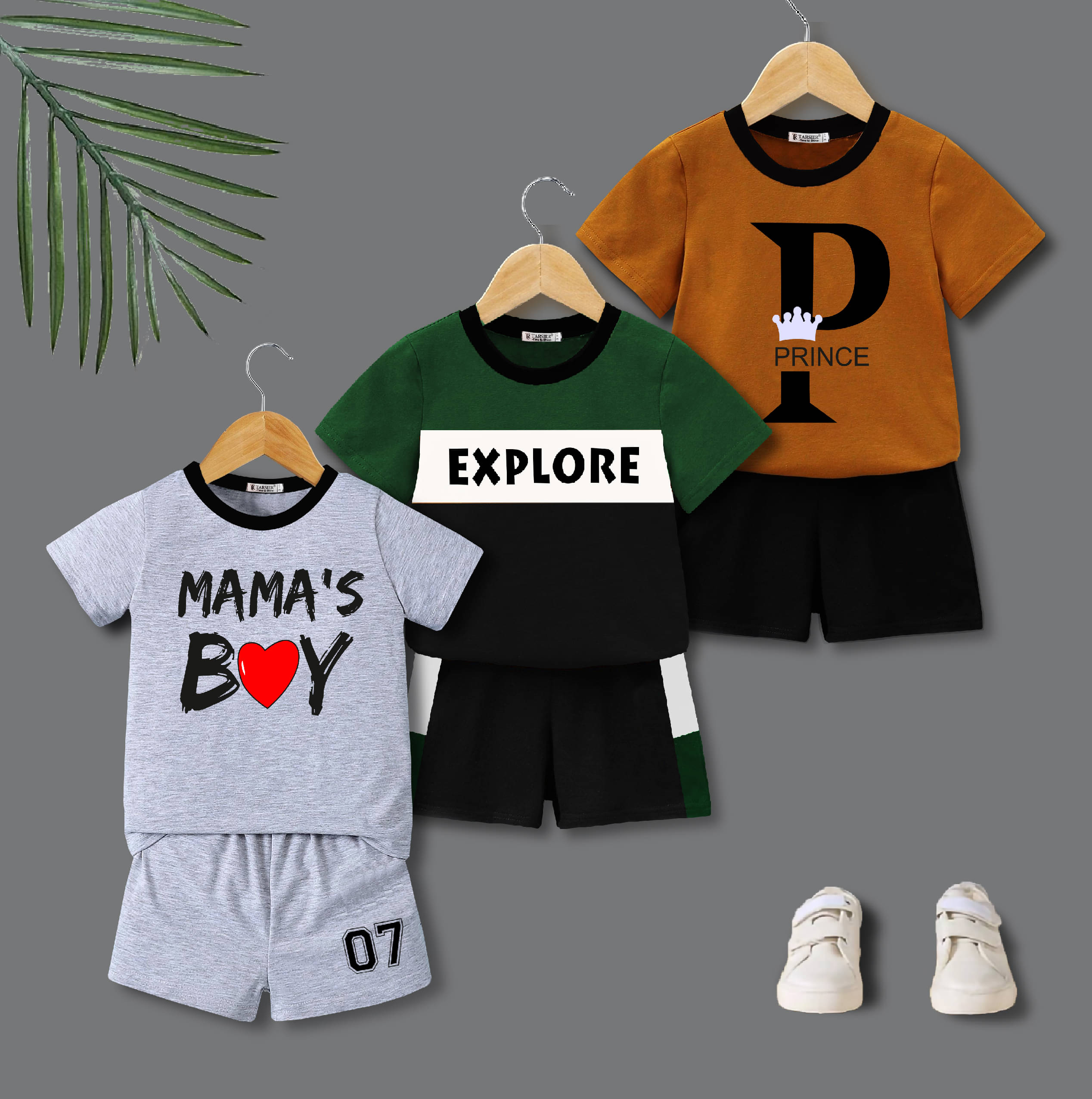 Tarsier Pack of 3 Boys Cotton Blend T-Shirt & Shorts Set ( Multicolor 6 ) Tarsier Pack of 3 Boys Cotton Blend T-Shirt & Shorts Set ( Multicolor 6 )