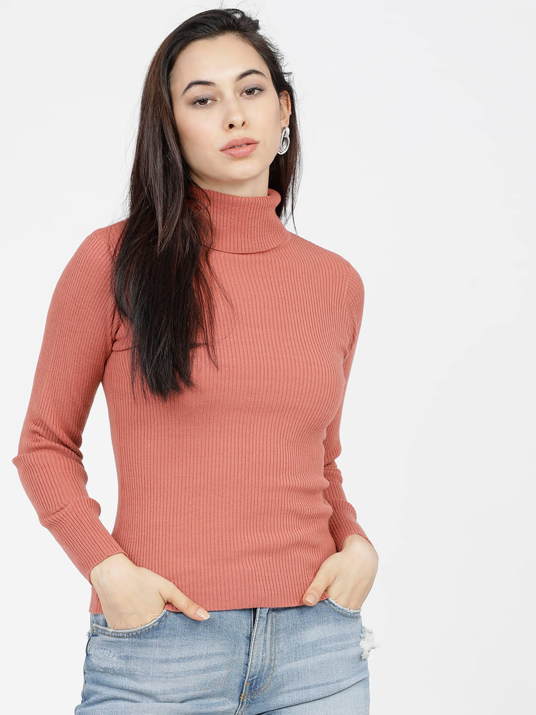 Tokyo Talkies Women Acrylic Shirt Collar Pullover ( Brown ) Tokyo Talkies Women Acrylic Shirt Collar Pullover ( Brown )
