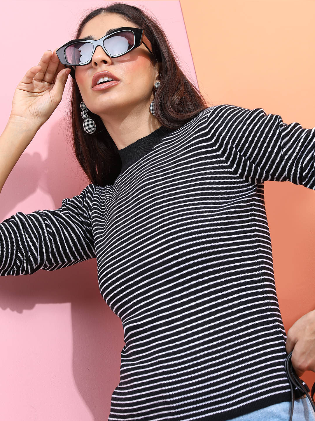 Tokyo Talkies Women Acrylic Shirt Collar Pullover ( Black ) Tokyo Talkies Women Acrylic Shirt Collar Pullover ( Black )