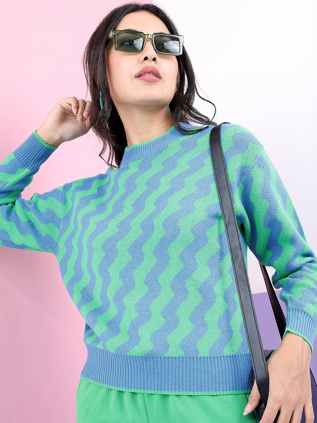 Tokyo Talkies Women Acrylic Round Neck Pullover ( Green )     			Tokyo Talkies Women Acrylic Round Neck Pullover ( Green )