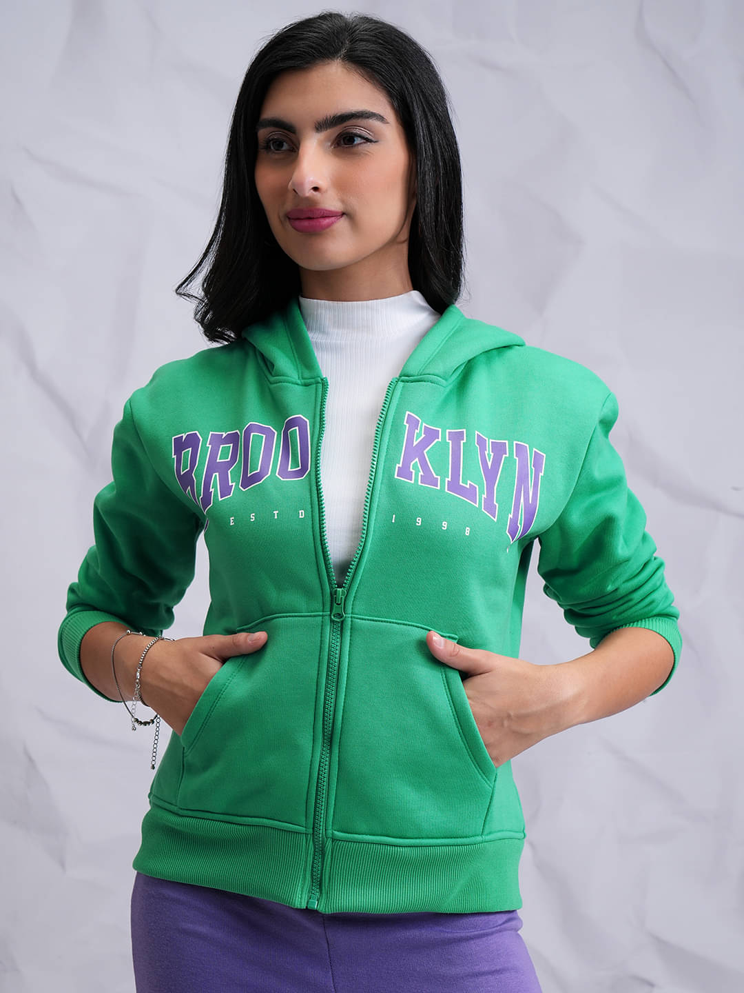     			Tokyo Talkies Women Polyester Sweatshirt ( Green )