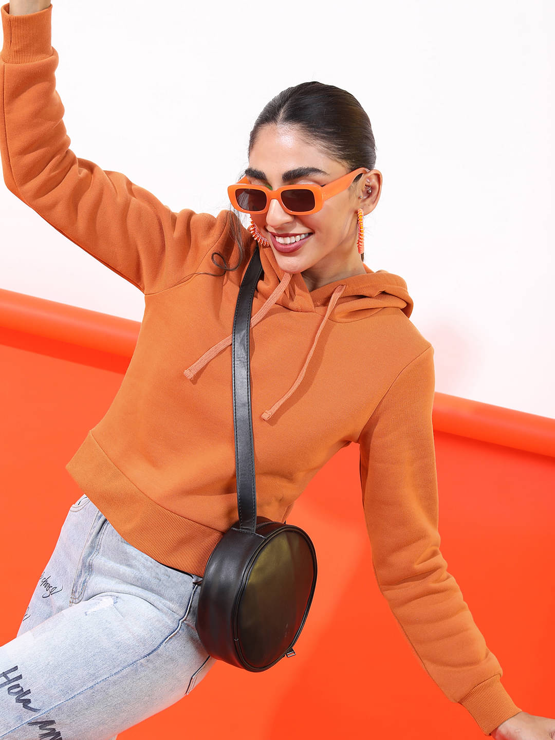 Tokyo Talkies Polyester Women's Non Hooded Sweatshirt ( Brown ) Tokyo Talkies Polyester Women's Non Hooded Sweatshirt ( Brown )