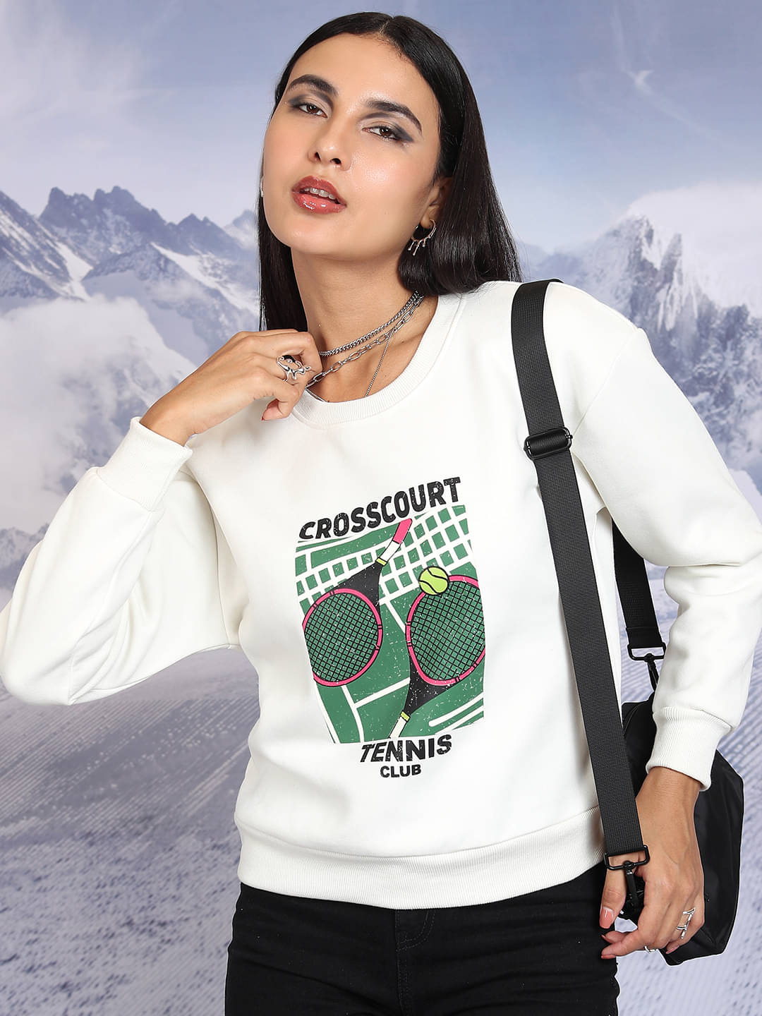     			Tokyo Talkies Women Polyester Sweatshirt ( White )