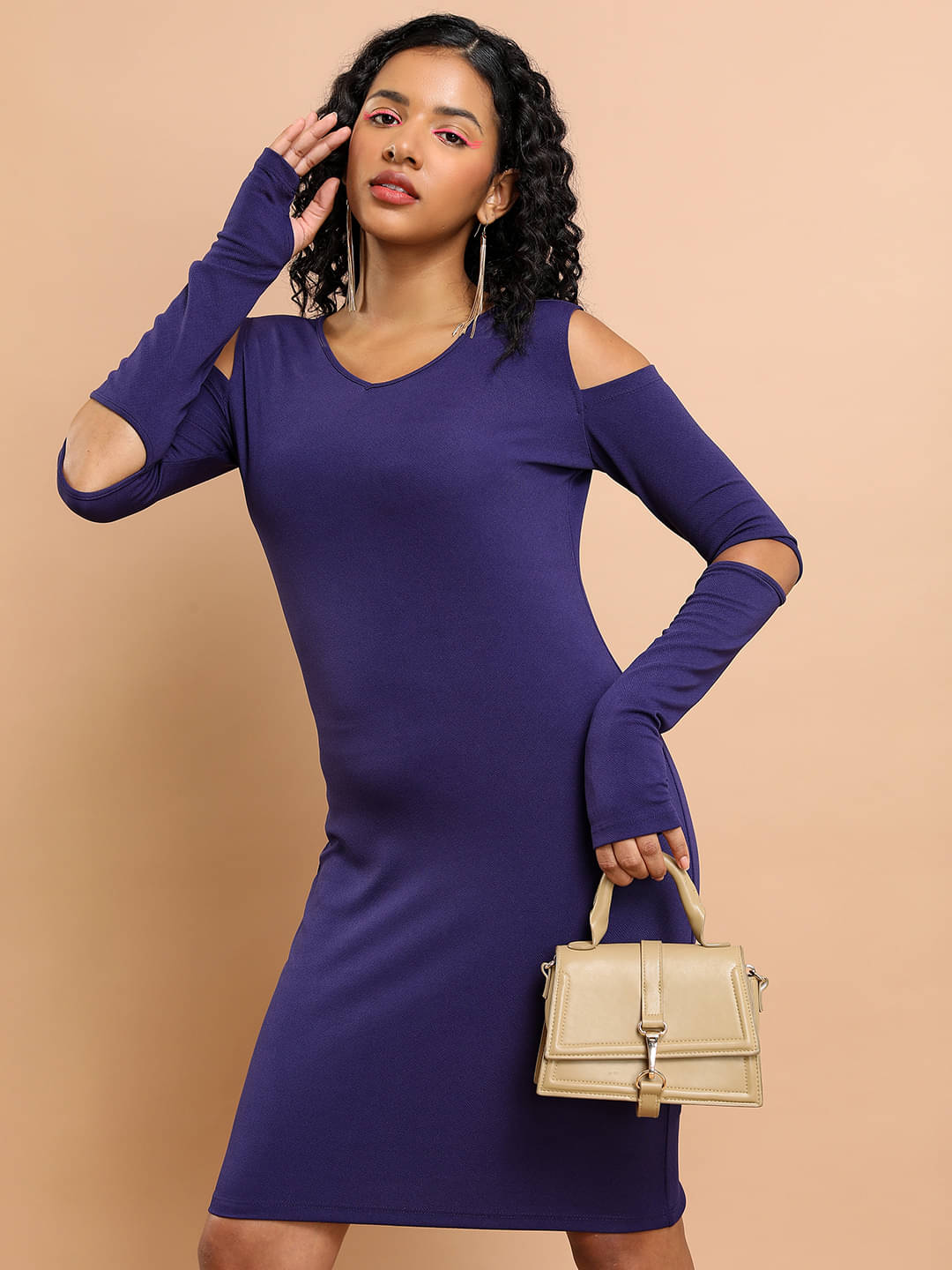 Tokyo Talkies Women Polyester Blend Self Design Wrap Dress ( Navy ) Tokyo Talkies Women Polyester Blend Self Design Wrap Dress ( Navy )