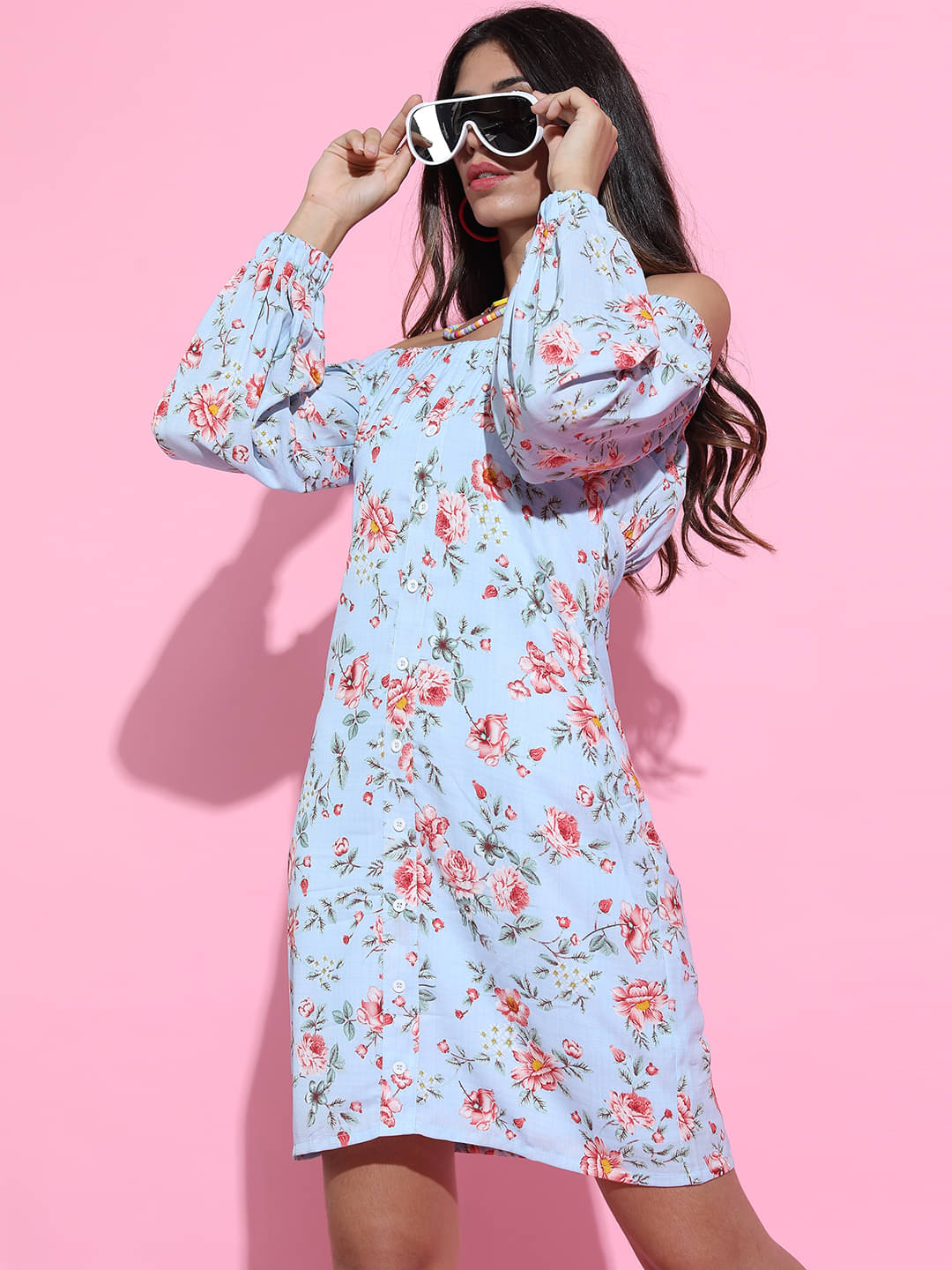 Tokyo Talkies Women Polyester Printed Fit & Flare Dress ( Blue ) Tokyo Talkies Women Polyester Printed Fit & Flare Dress ( Blue )