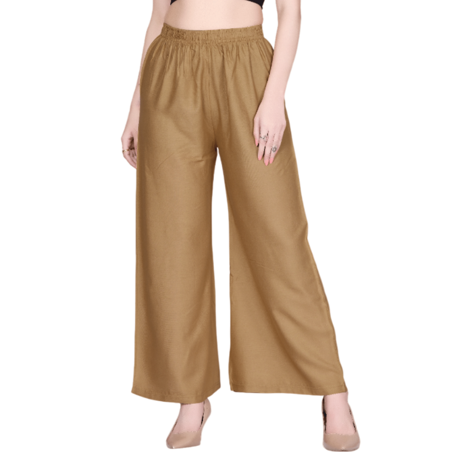 Tritara Pack of 1 Rayon Straight Women's Palazzos ( Beige ) Tritara Pack of 1 Rayon Straight Women's Palazzos ( Beige )