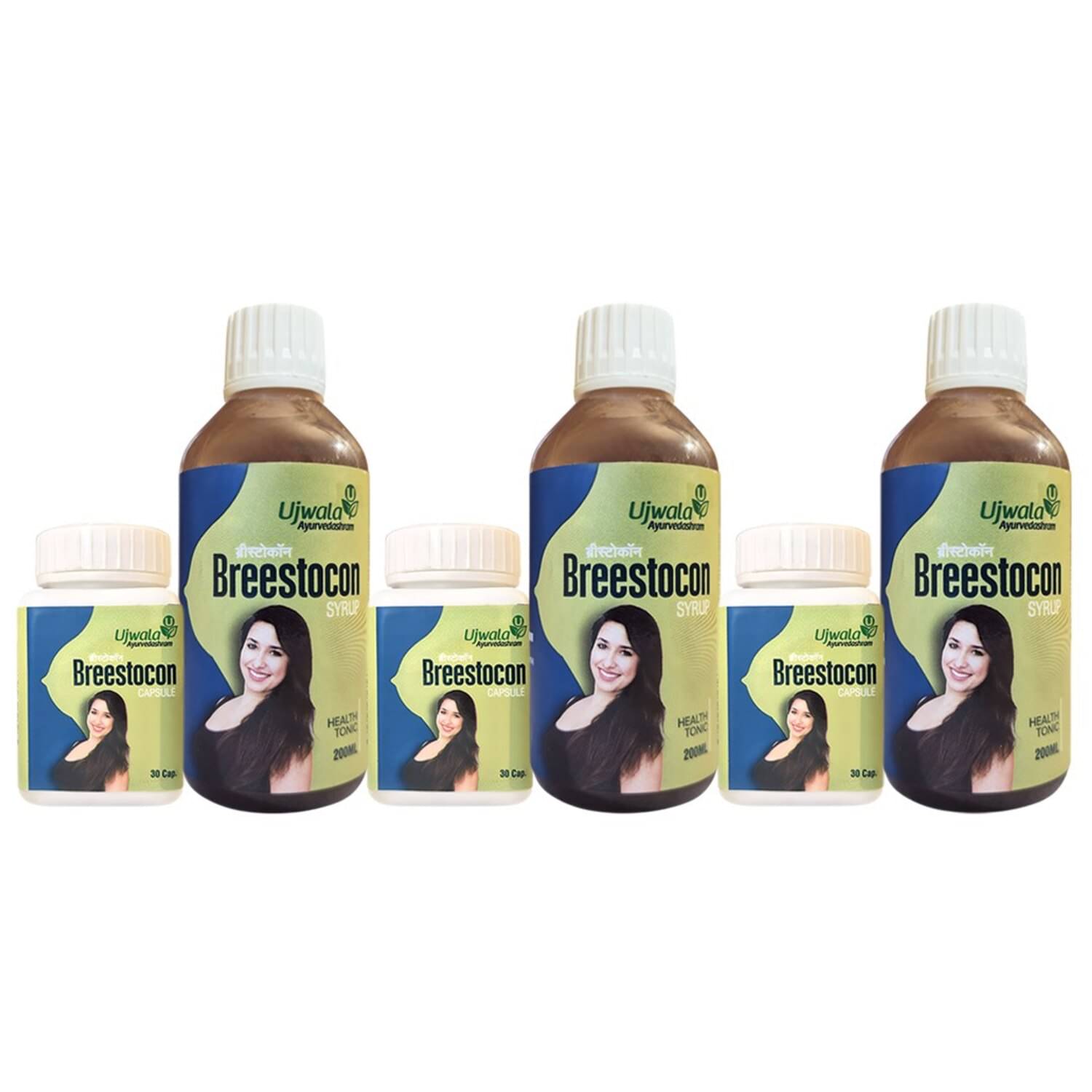 Ujwala Ayurvedashram Breestocon Capsule and Breestocon Syrup Kit for One Month I Herbal Breast Growth I Natural Breast Enhancer I Breast Size Increase I Ayurvedic (90 capsule+600ML) Ujwala Ayurvedashram Breestocon Capsule and Breestocon Syrup Kit for One Month I Herbal Breast Growth I Natural Breast Enhancer I Breast Size Increase I Ayurvedic (90 capsule+600ML)