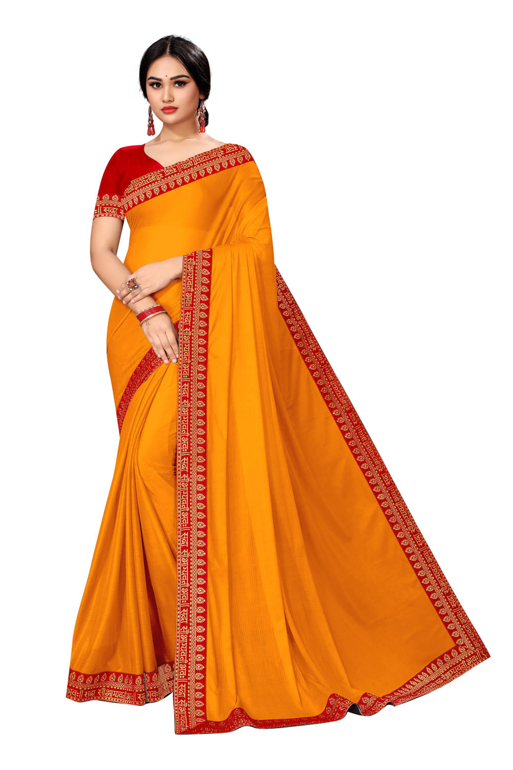 V FANCY Georgette Solid Kanjeevaram Sarees With Stitched Blouse ( Yellow ) V FANCY Georgette Solid Kanjeevaram Sarees With Stitched Blouse ( Yellow )