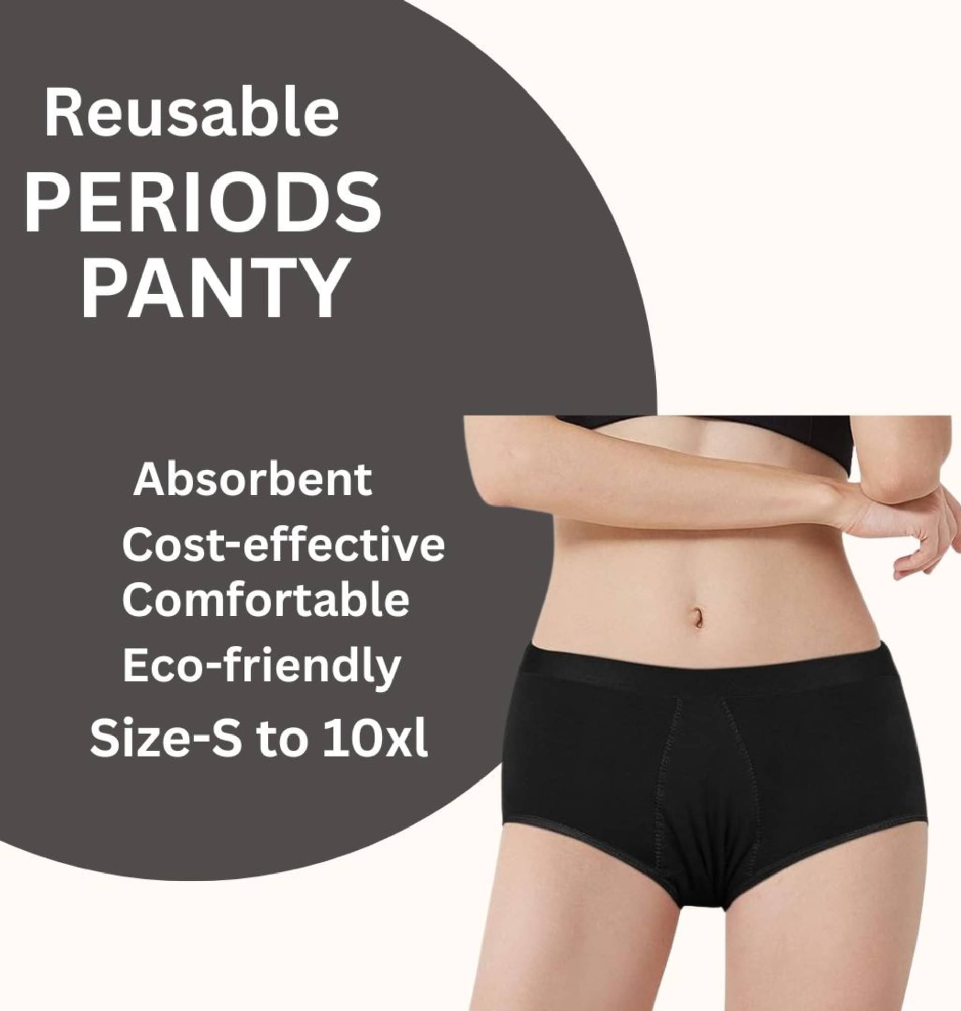     			VELVIZHI Pack of 1 Cotton Period Panty For Women ( Black )