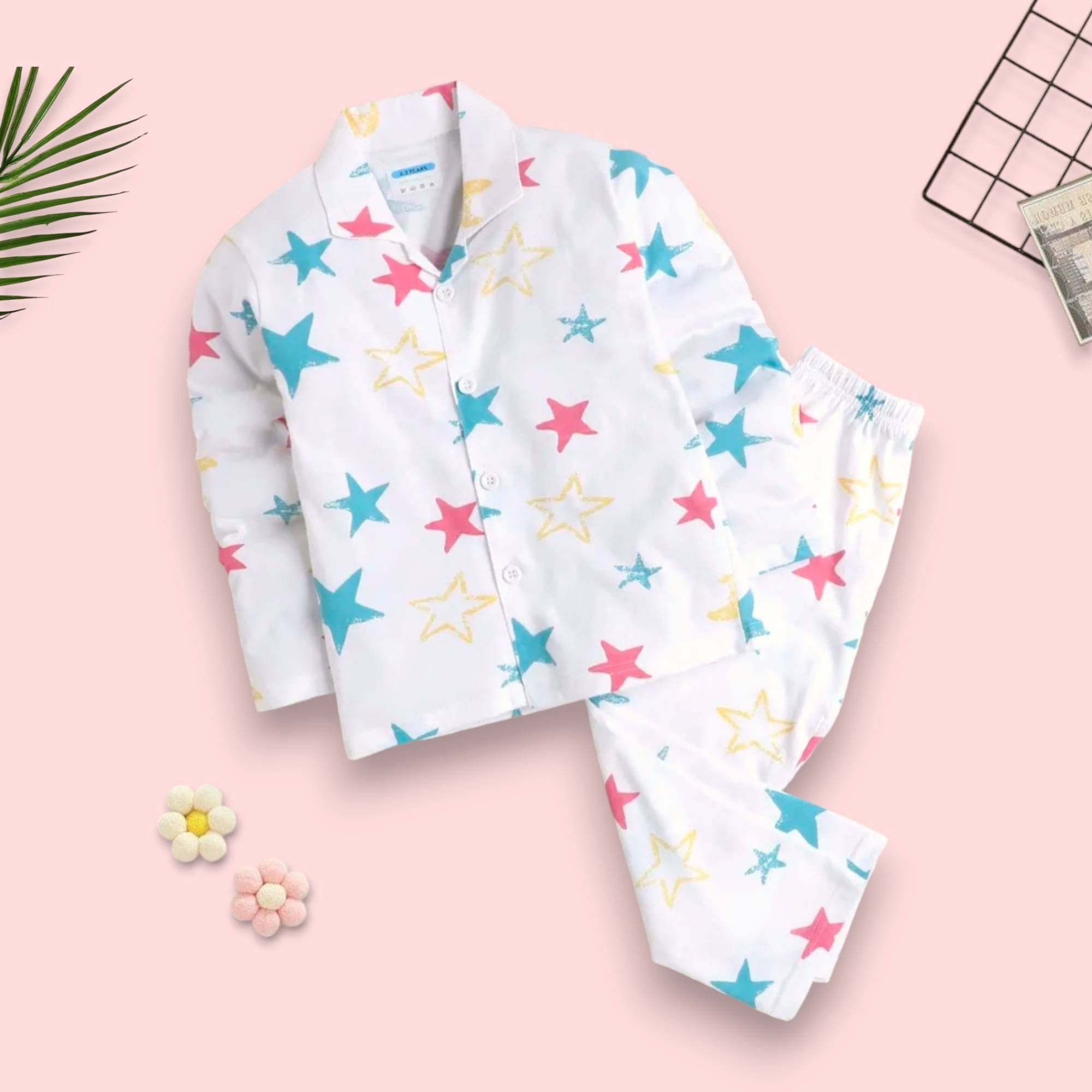 Woxaa Pack of 1 Boys 100% Cotton Nightsuit Set ( Multicolor ) Woxaa Pack of 1 Boys 100% Cotton Nightsuit Set ( Multicolor )