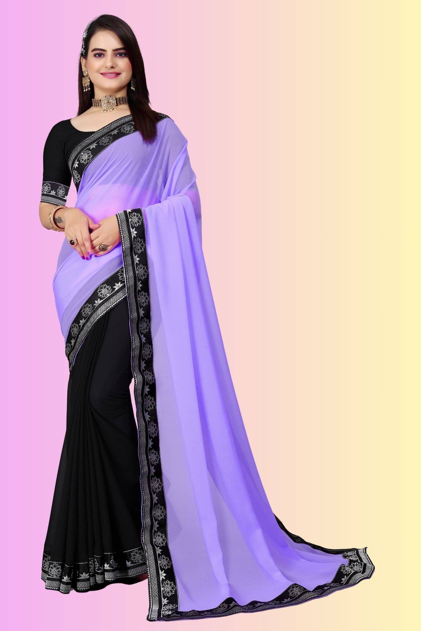     			aaishreekhodiyar Georgette Woven Saree With Unstitched Blouse Piece ( Lavender )
