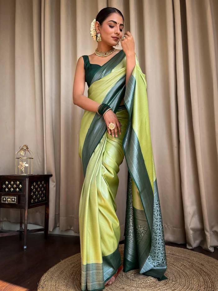 fab woven Art Silk Woven Kanjeevaram Sarees With Unstitched Blouse Piece ( Light Green ) fab woven Art Silk Woven Kanjeevaram Sarees With Unstitched Blouse Piece ( Light Green )