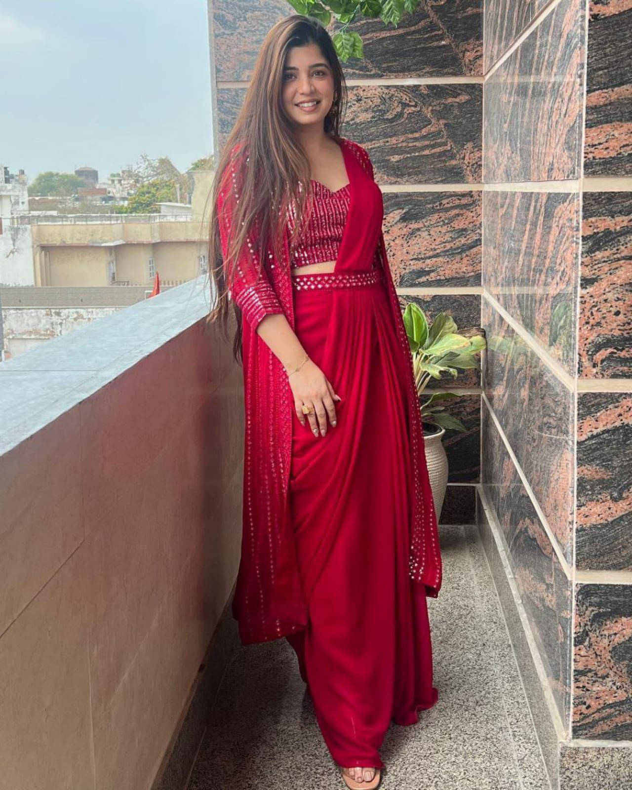 kastbhanjan Georgette Embroidered Saree With Stitched Blouse ( Red ) kastbhanjan Georgette Embroidered Saree With Stitched Blouse ( Red )