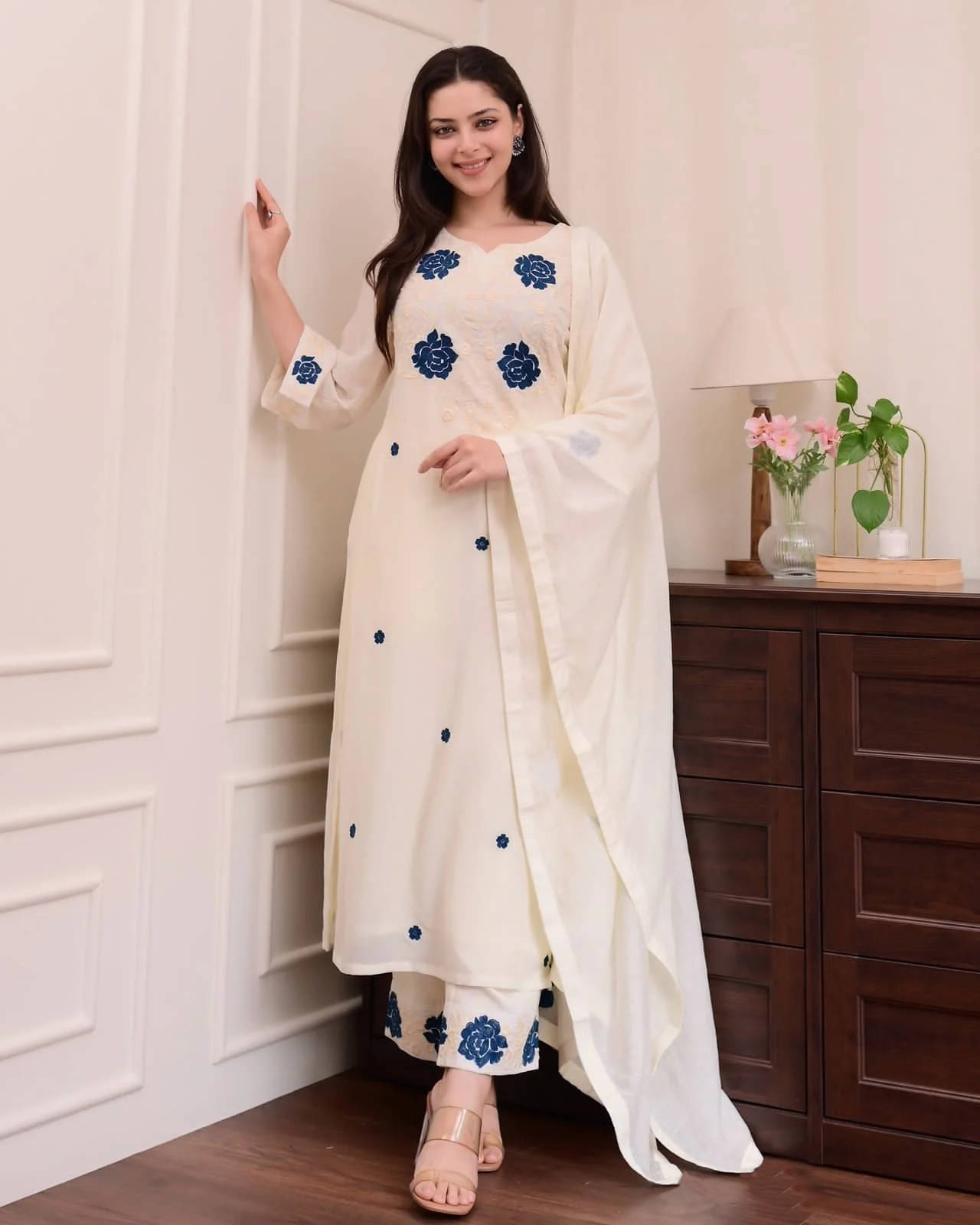 kedar fab Women Rayon Embroidered Straight Kurti With Pants ( Beige ) kedar fab Women Rayon Embroidered Straight Kurti With Pants ( Beige )