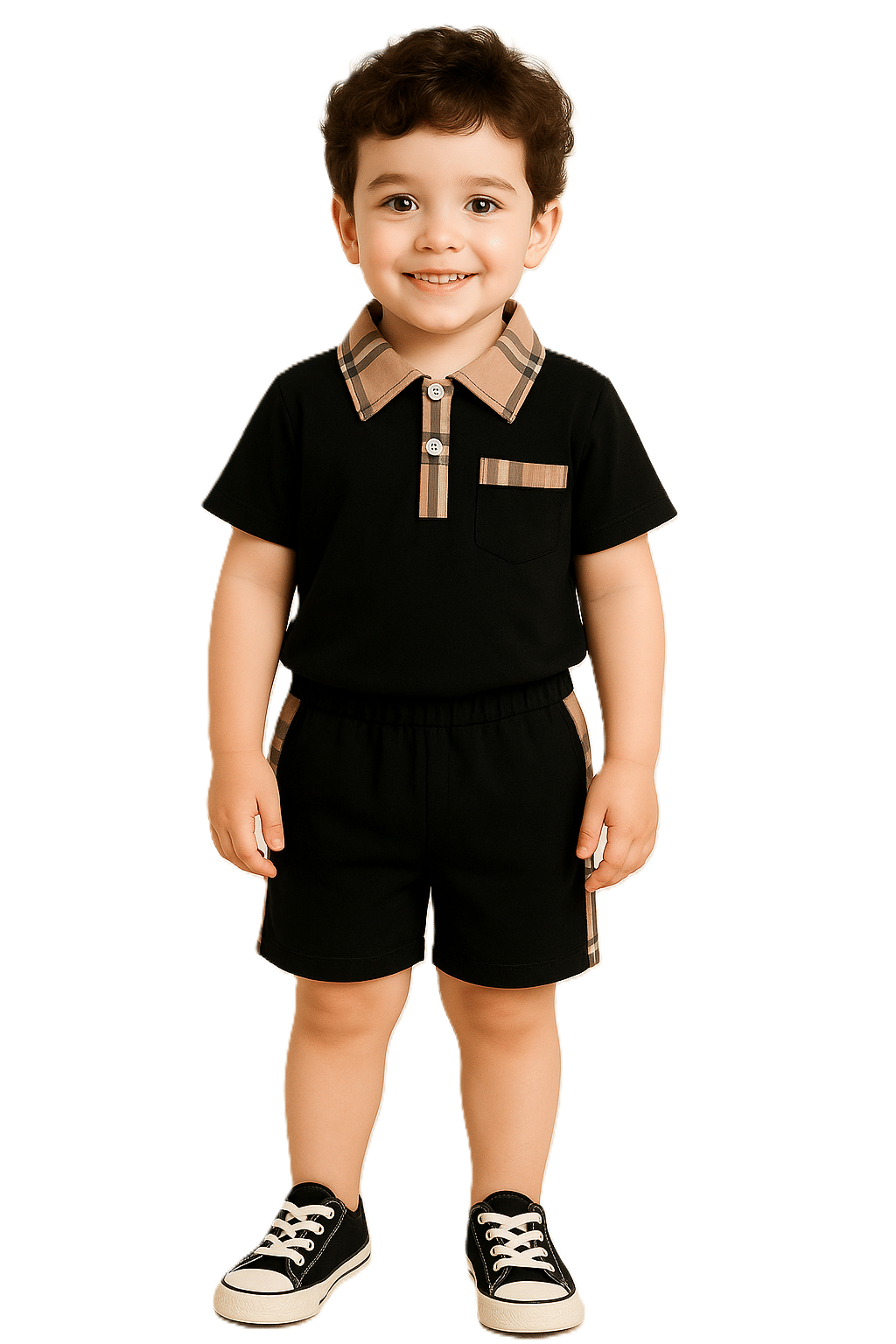     			p3+ Pack of 1 Baby Boys Lycra T-Shirt & Shorts Set ( Black )
