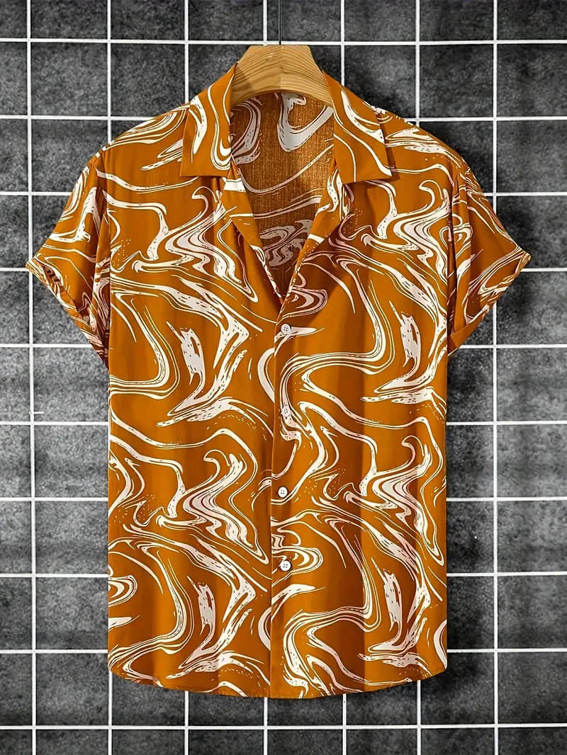 AAPSKA Rayon Flex Regular Fit Printed Half Sleeves Men's Casual Shirt - Yellow ( Pack of 1 )
