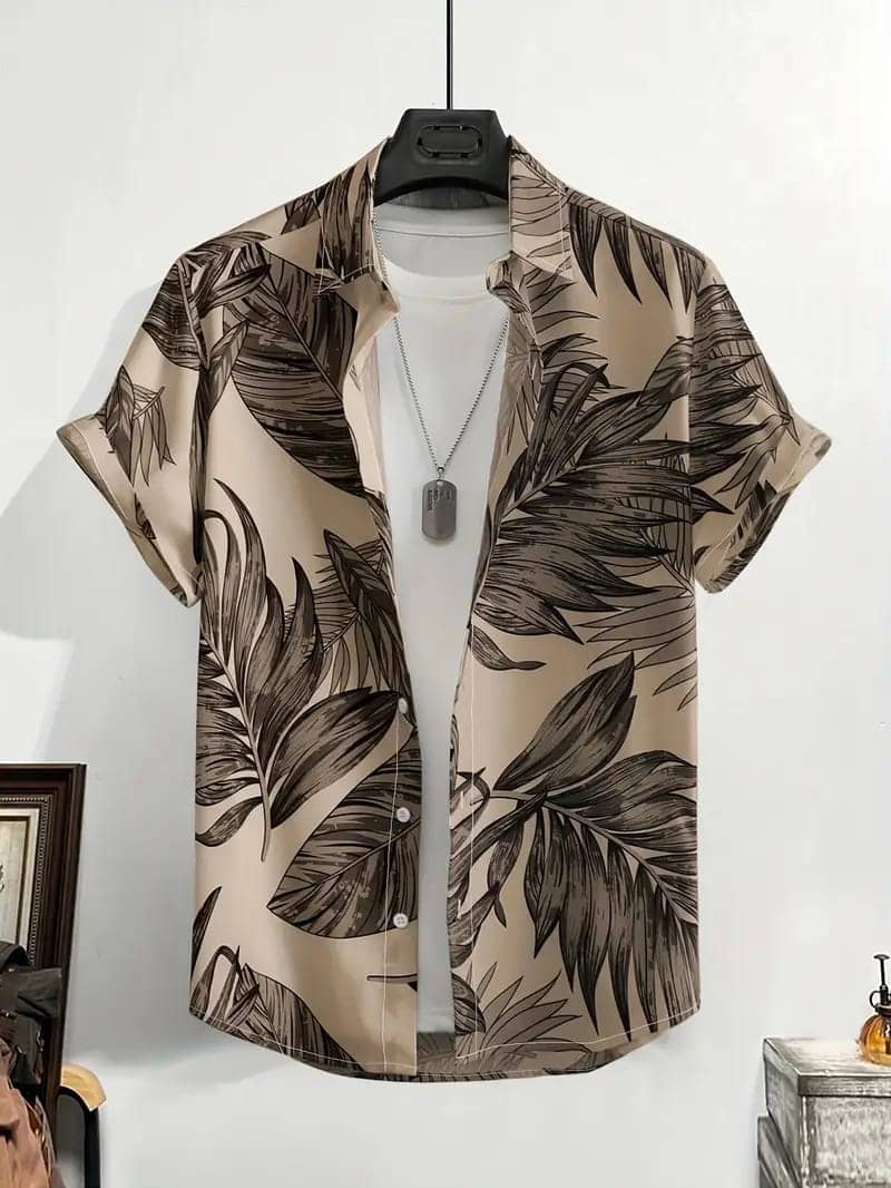 AAPSKA Rayon Flex Regular Fit Printed Half Sleeves Men's Casual Shirt - Khaki ( Pack of 1 )