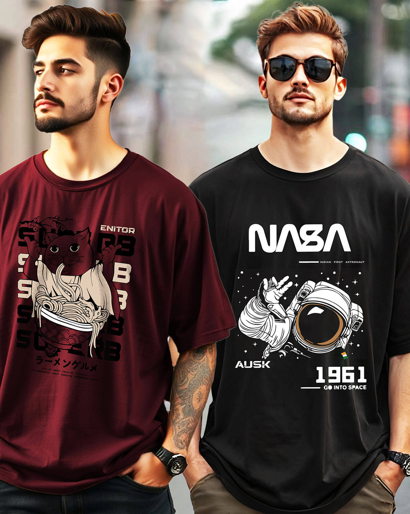 AOOSH Men Cotton Blend Oversized Fit Printed T-Shirt ( Black ) AOOSH Men Cotton Blend Oversized Fit Printed T-Shirt ( Black )