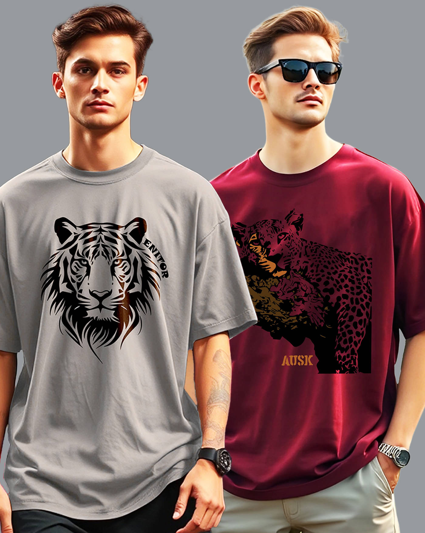AOOSH Men Cotton Blend Oversized Fit Printed T-Shirt ( Grey ) AOOSH Men Cotton Blend Oversized Fit Printed T-Shirt ( Grey )