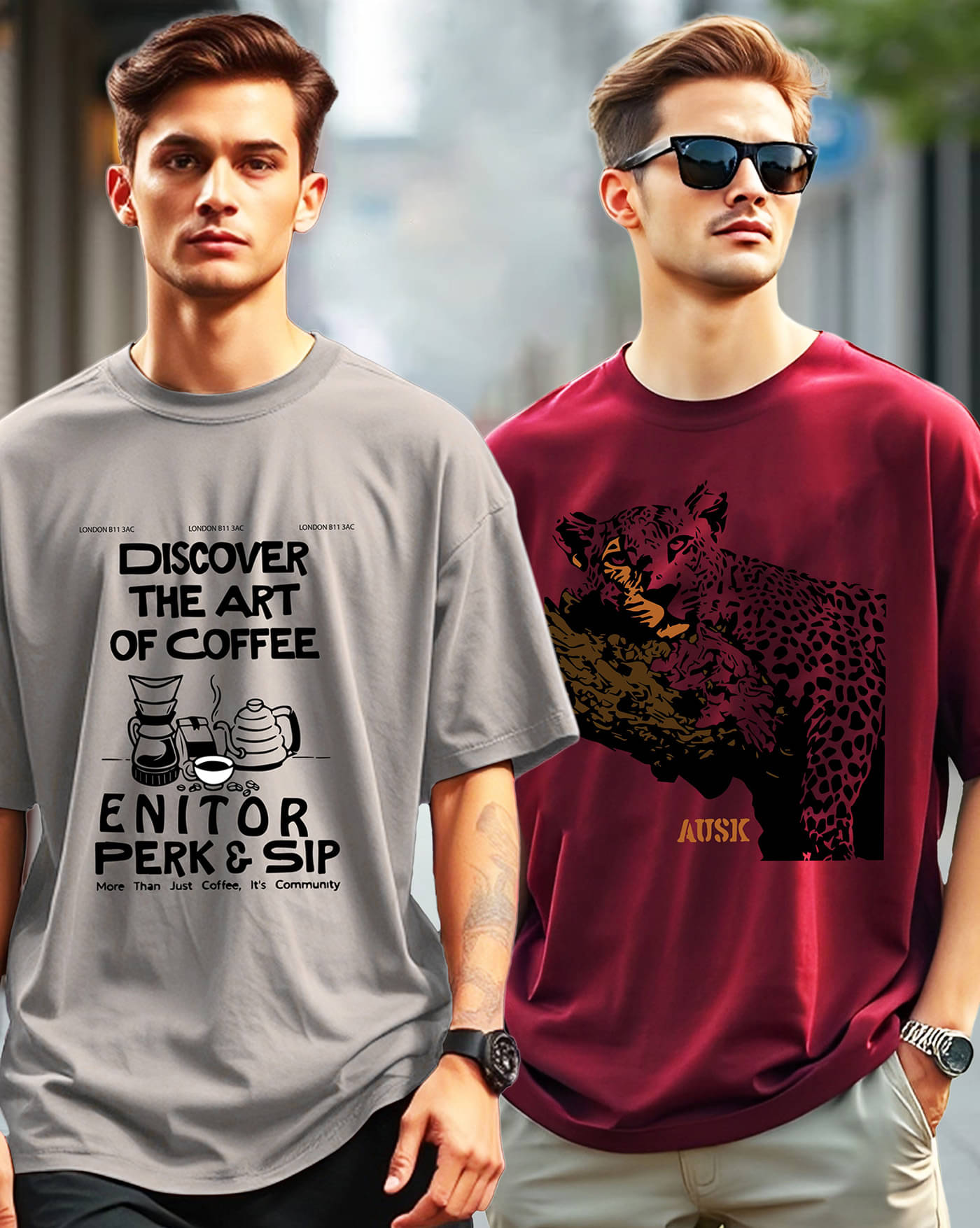AOOSH Men Cotton Blend Oversized Fit Printed T-Shirt ( Grey ) AOOSH Men Cotton Blend Oversized Fit Printed T-Shirt ( Grey )