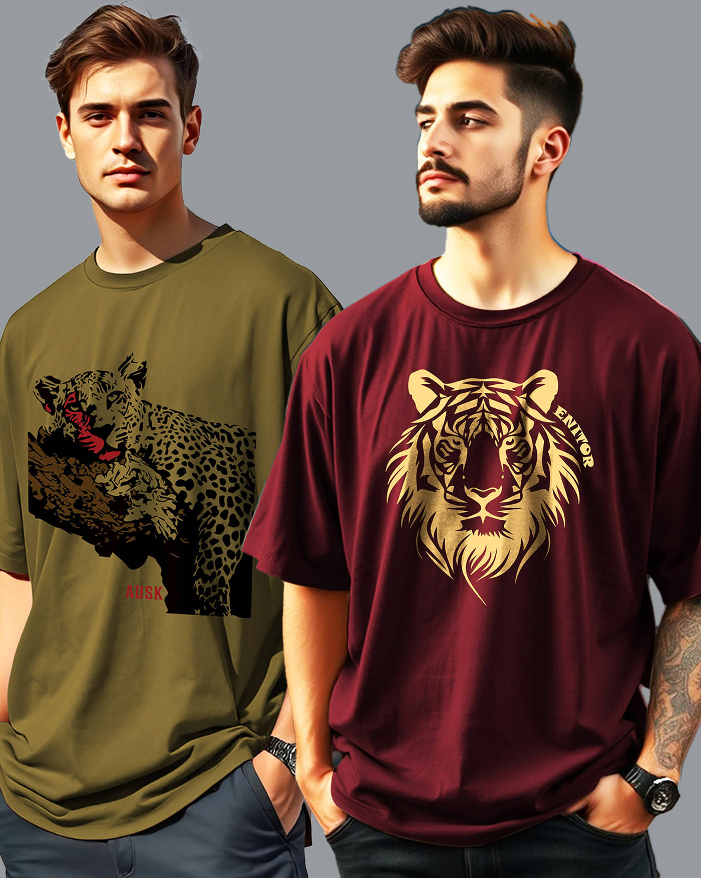     			AOOSH Men Cotton Blend Oversized Fit Printed T-Shirt ( Maroon )