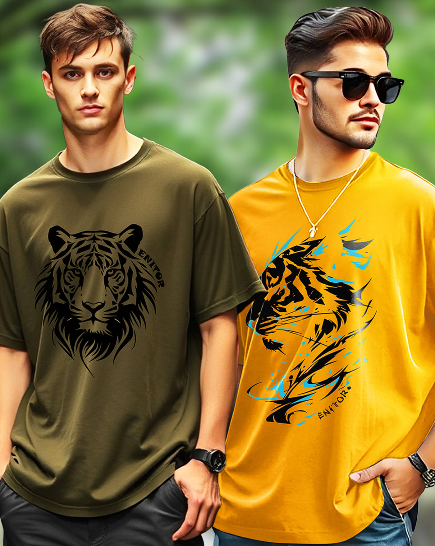 AOOSH Men Cotton Blend Oversized Fit Printed T-Shirt ( Green ) AOOSH Men Cotton Blend Oversized Fit Printed T-Shirt ( Green )