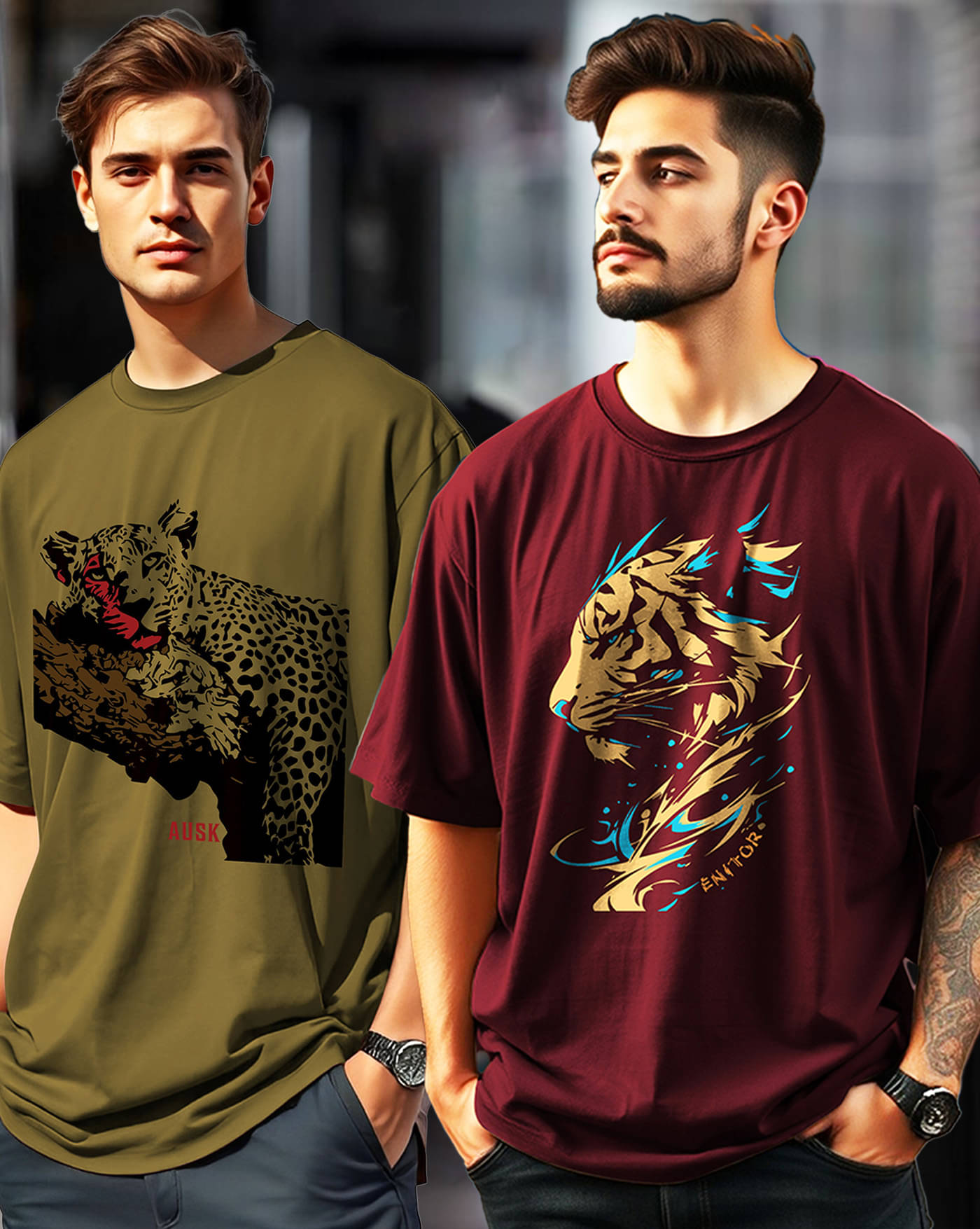     			AOOSH Men Cotton Blend Oversized Fit Printed T-Shirt ( Maroon )
