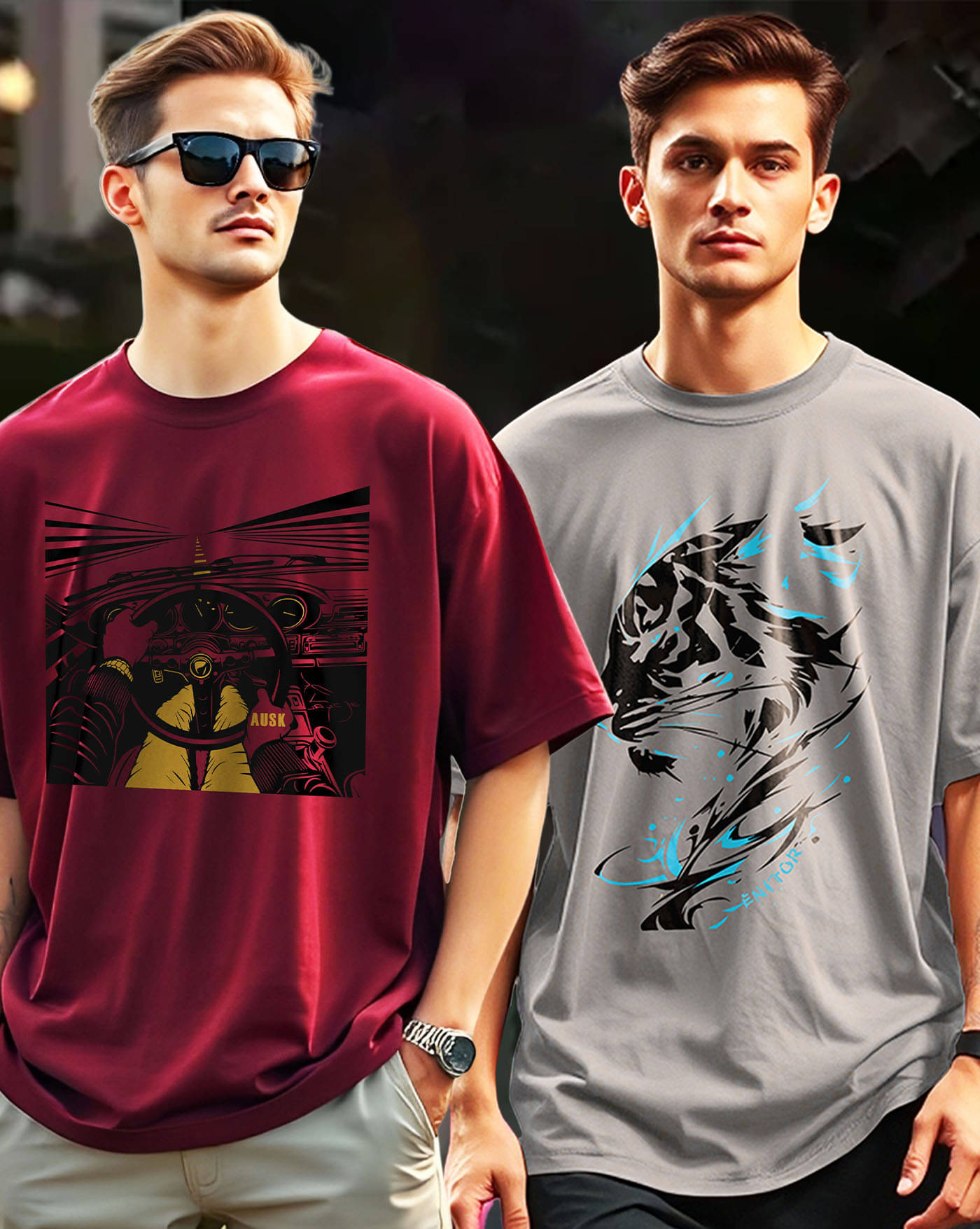 AOOSH Men Cotton Blend Oversized Fit Printed T-Shirt ( Grey ) AOOSH Men Cotton Blend Oversized Fit Printed T-Shirt ( Grey )