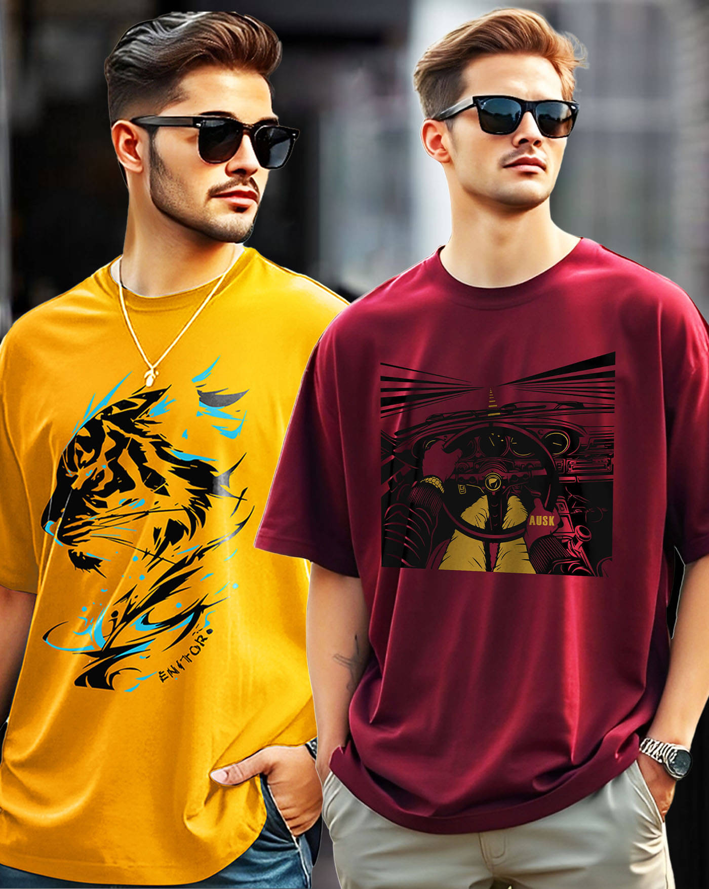 AOOSH Men Cotton Blend Oversized Fit Printed T-Shirt ( Yellow ) AOOSH Men Cotton Blend Oversized Fit Printed T-Shirt ( Yellow )