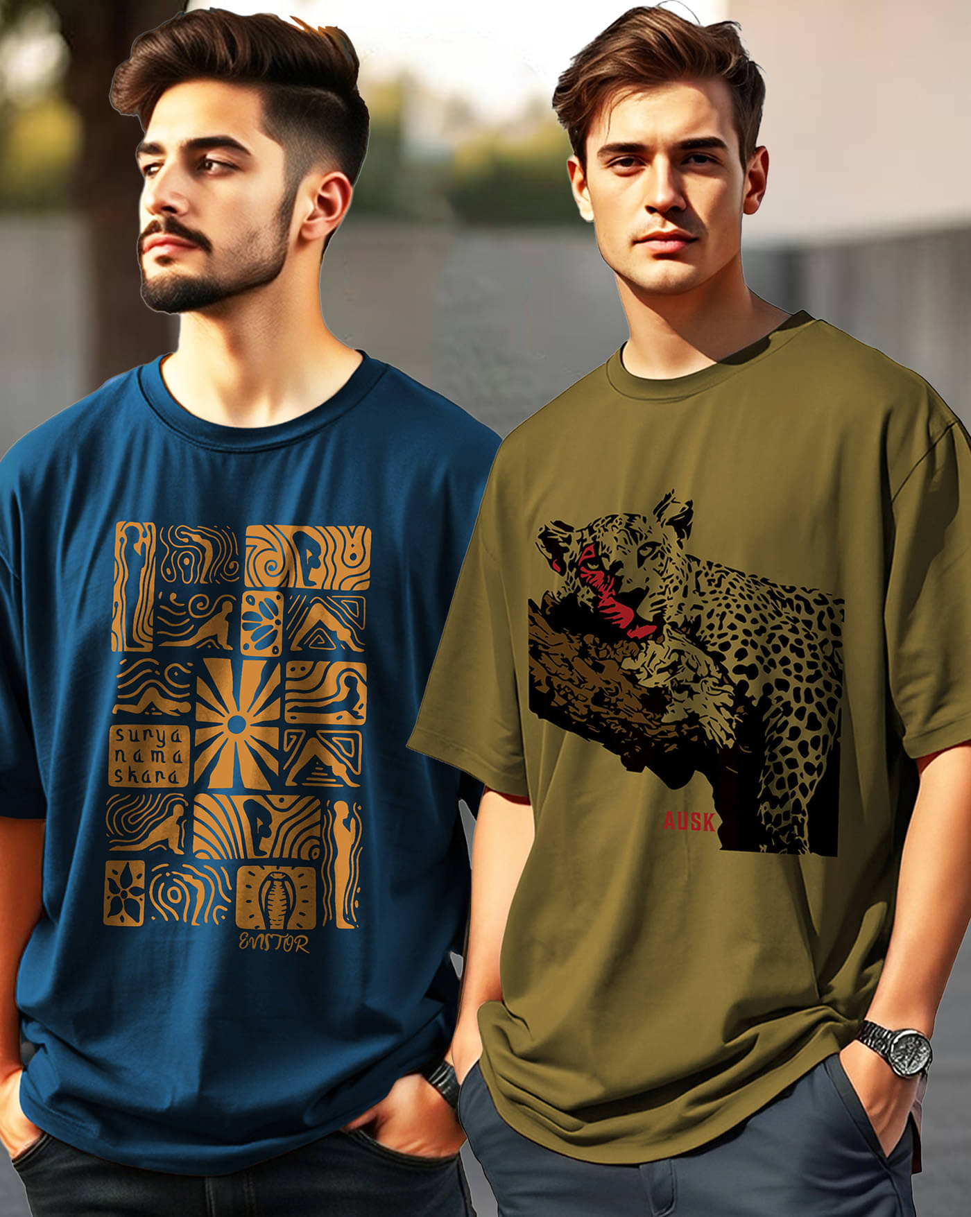 AOOSH Men Cotton Blend Oversized Fit Printed T-Shirt ( Multicolor ) AOOSH Men Cotton Blend Oversized Fit Printed T-Shirt ( Multicolor )