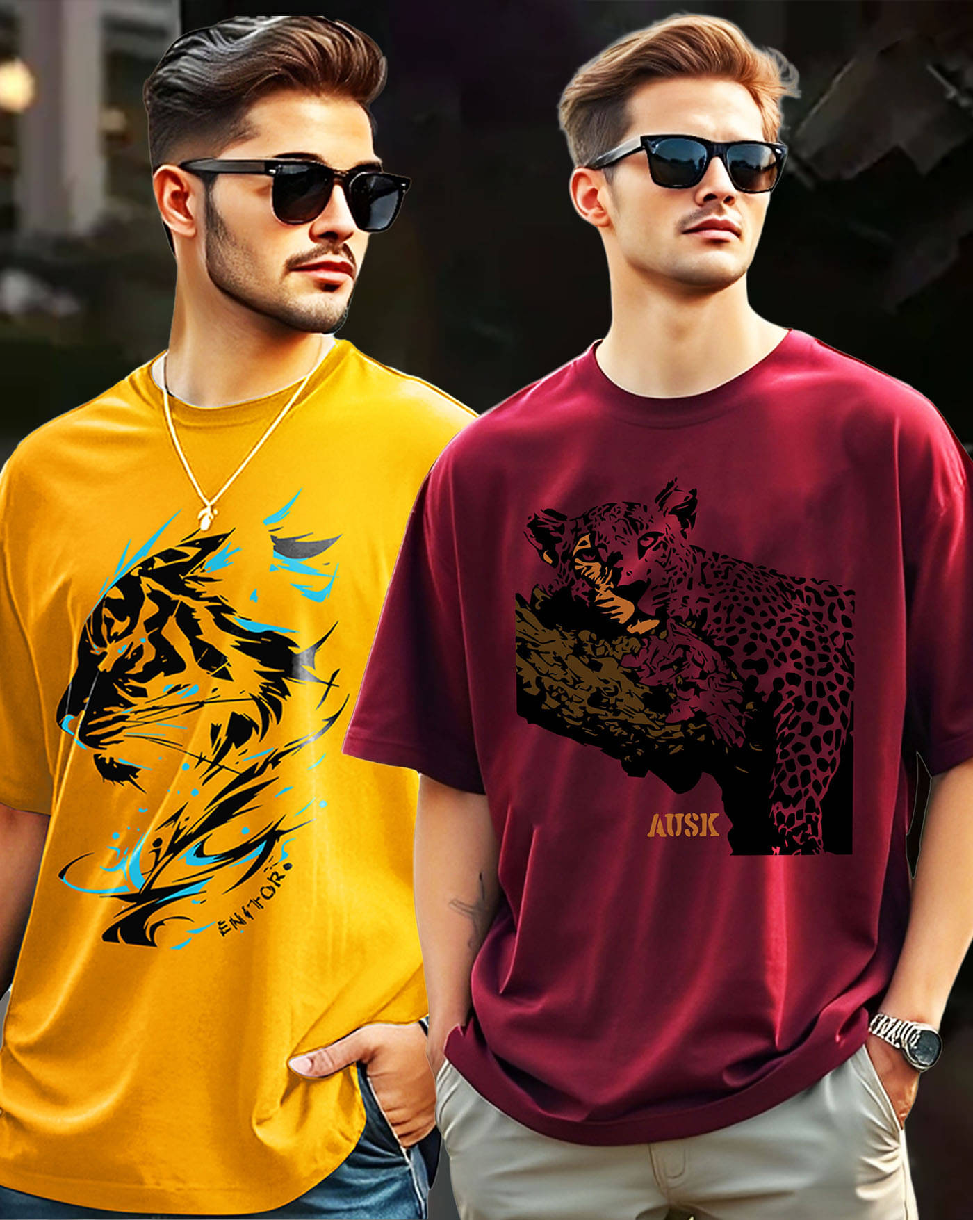 AOOSH Men Cotton Blend Oversized Fit Printed T-Shirt ( Yellow ) AOOSH Men Cotton Blend Oversized Fit Printed T-Shirt ( Yellow )