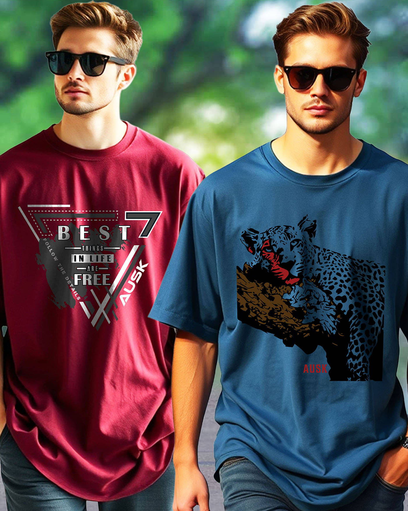     			AOOSH Men Cotton Blend Oversized Fit Printed T-Shirt ( Maroon )